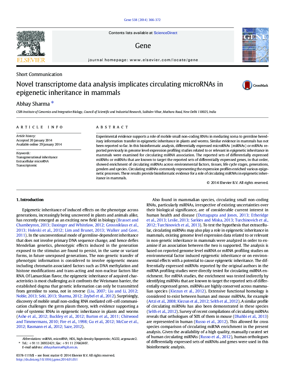 Novel transcriptome data analysis implicates circulating microRNAs in epigenetic inheritance in mammals