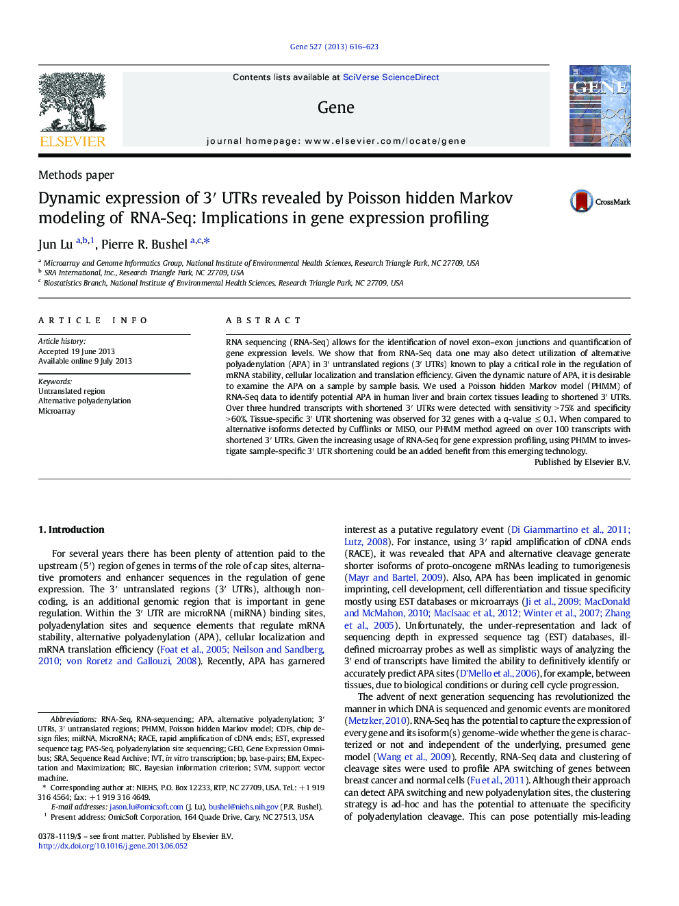 Dynamic expression of 3′ UTRs revealed by Poisson hidden Markov modeling of RNA-Seq: Implications in gene expression profiling