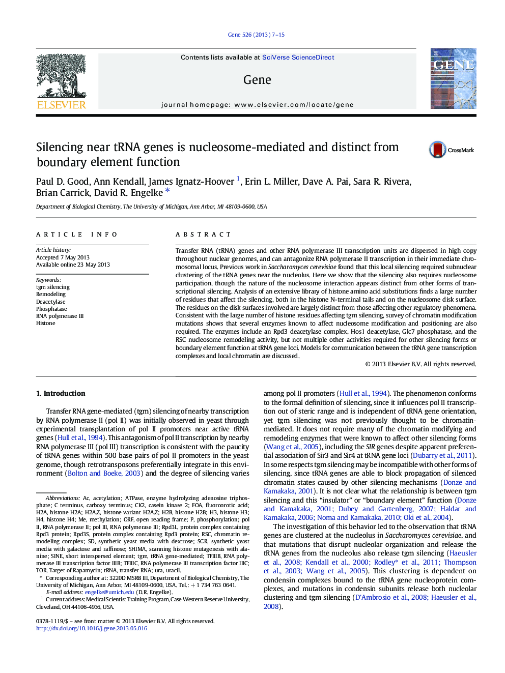 Silencing near tRNA genes is nucleosome-mediated and distinct from boundary element function