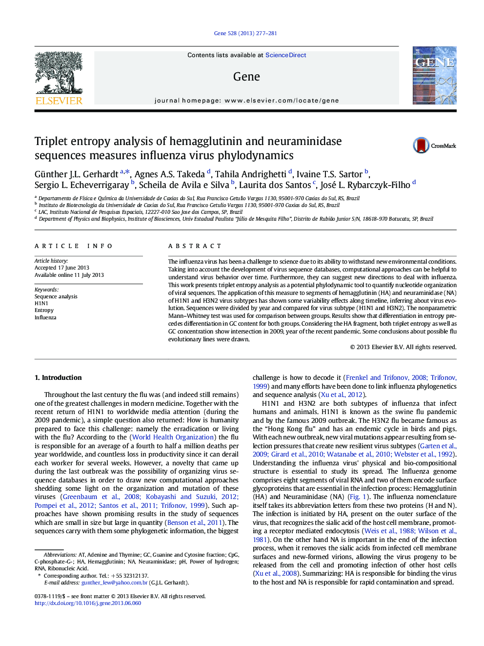 Triplet entropy analysis of hemagglutinin and neuraminidase sequences measures influenza virus phylodynamics