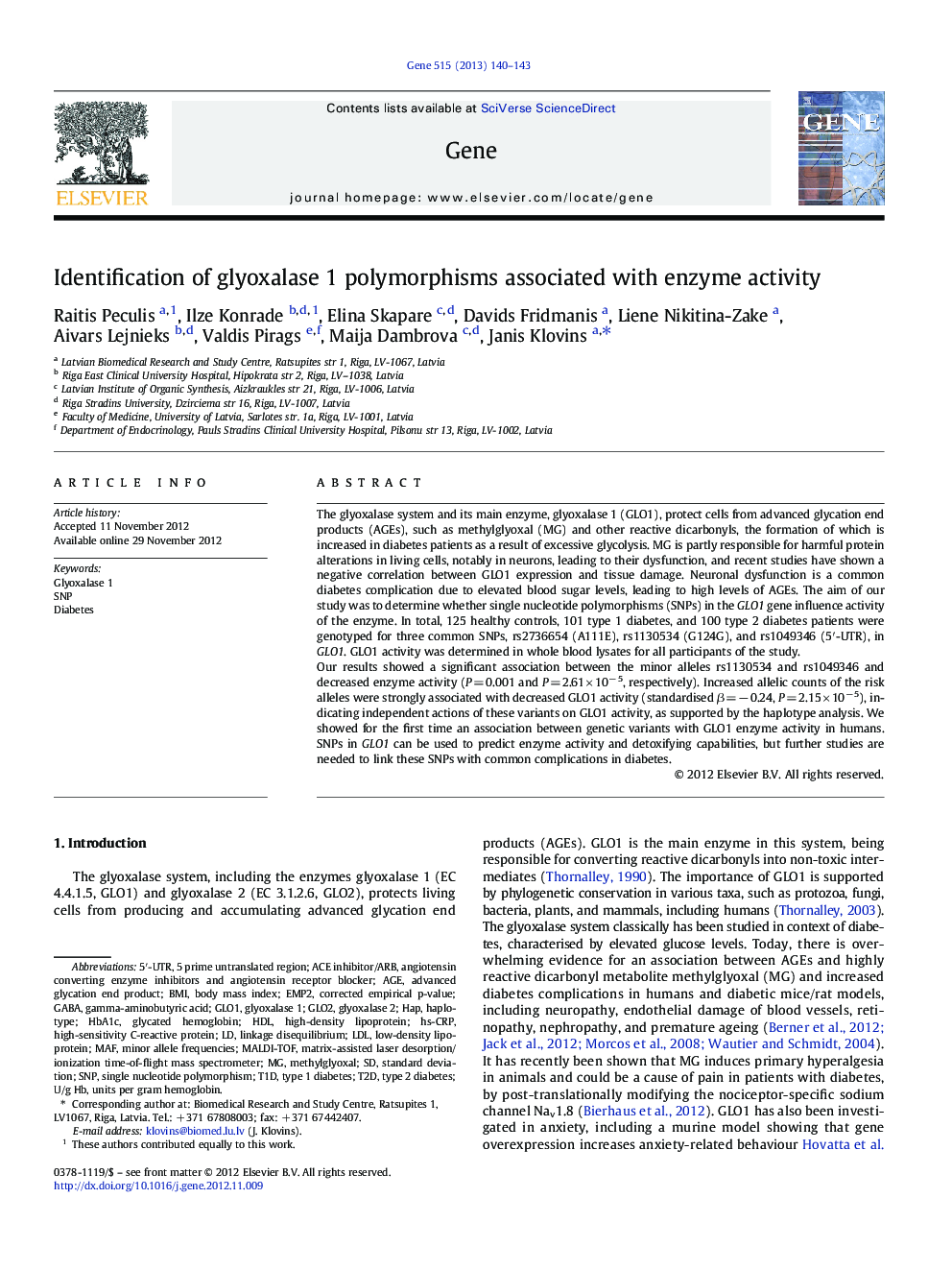 Identification of glyoxalase 1 polymorphisms associated with enzyme activity
