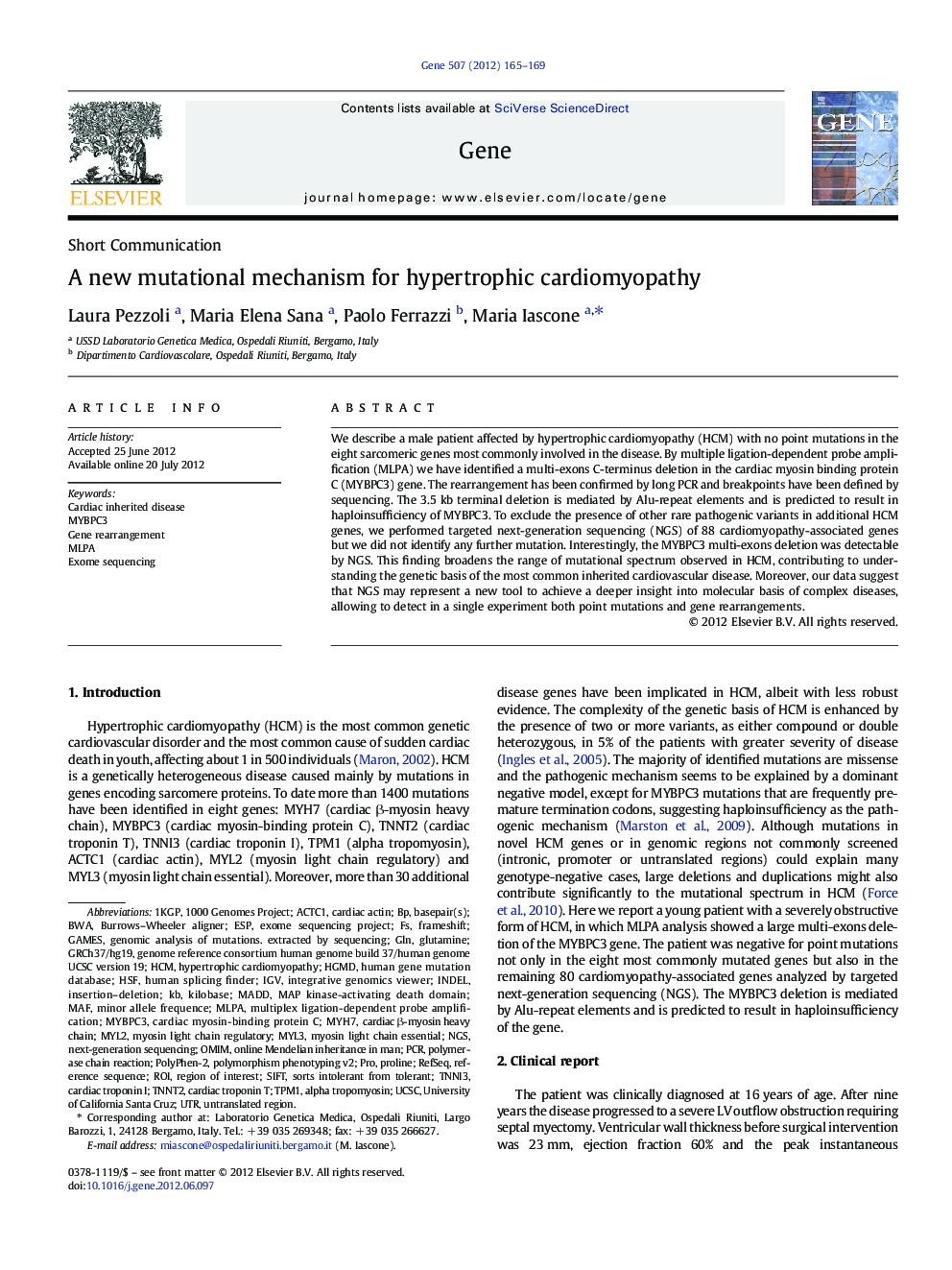 A new mutational mechanism for hypertrophic cardiomyopathy