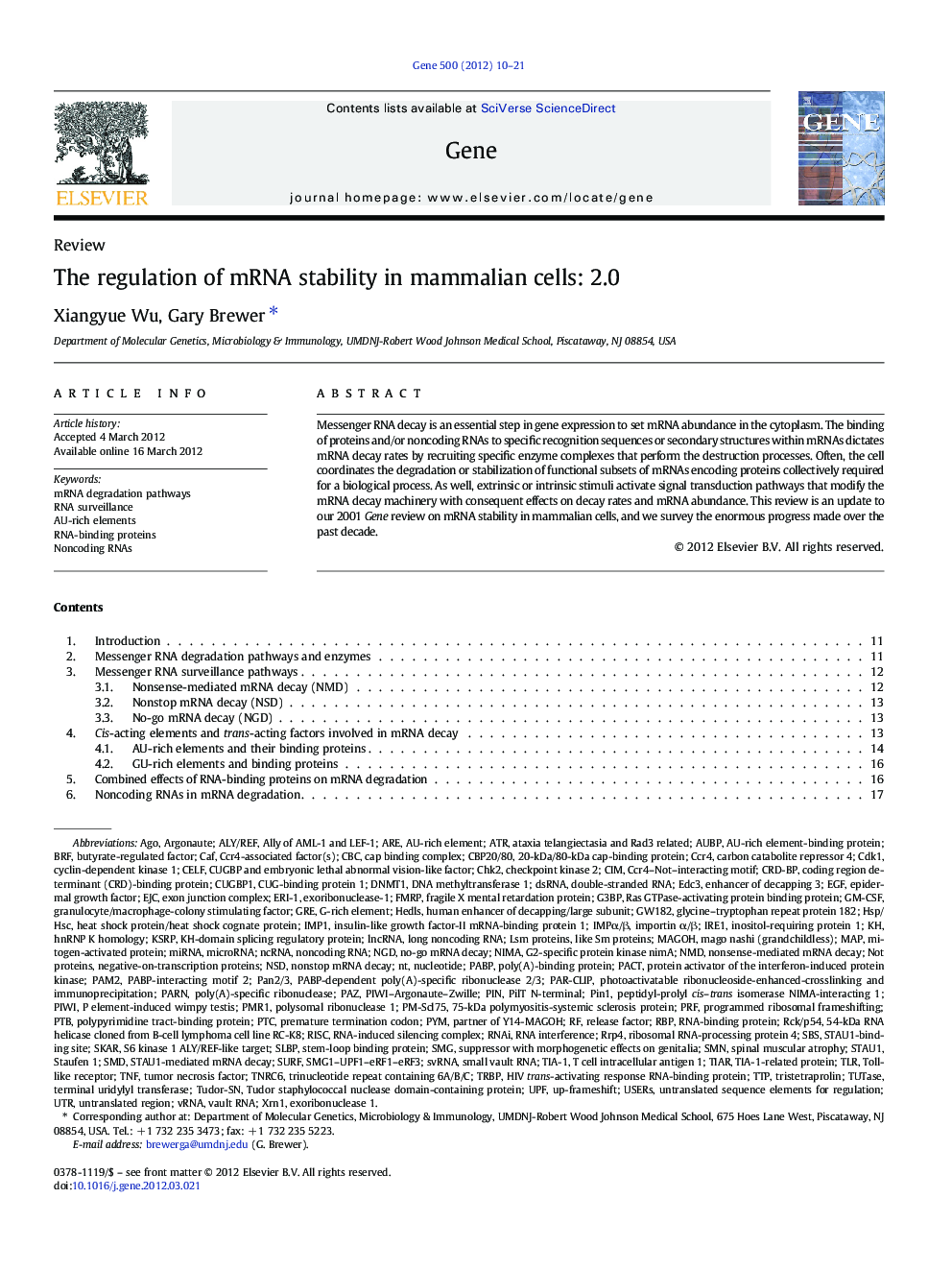 The regulation of mRNA stability in mammalian cells: 2.0