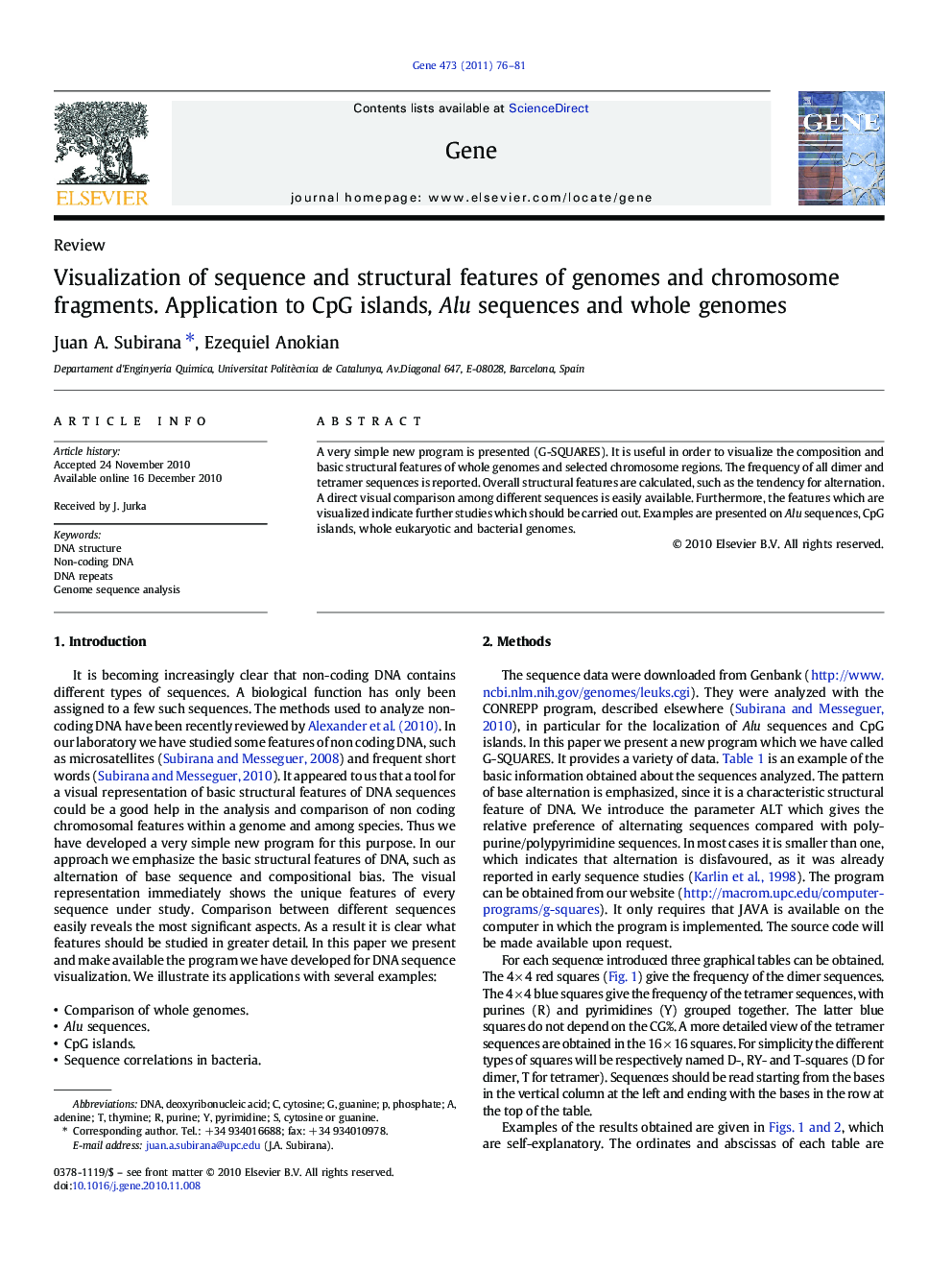 Visualization of sequence and structural features of genomes and chromosome fragments. Application to CpG islands, Alu sequences and whole genomes