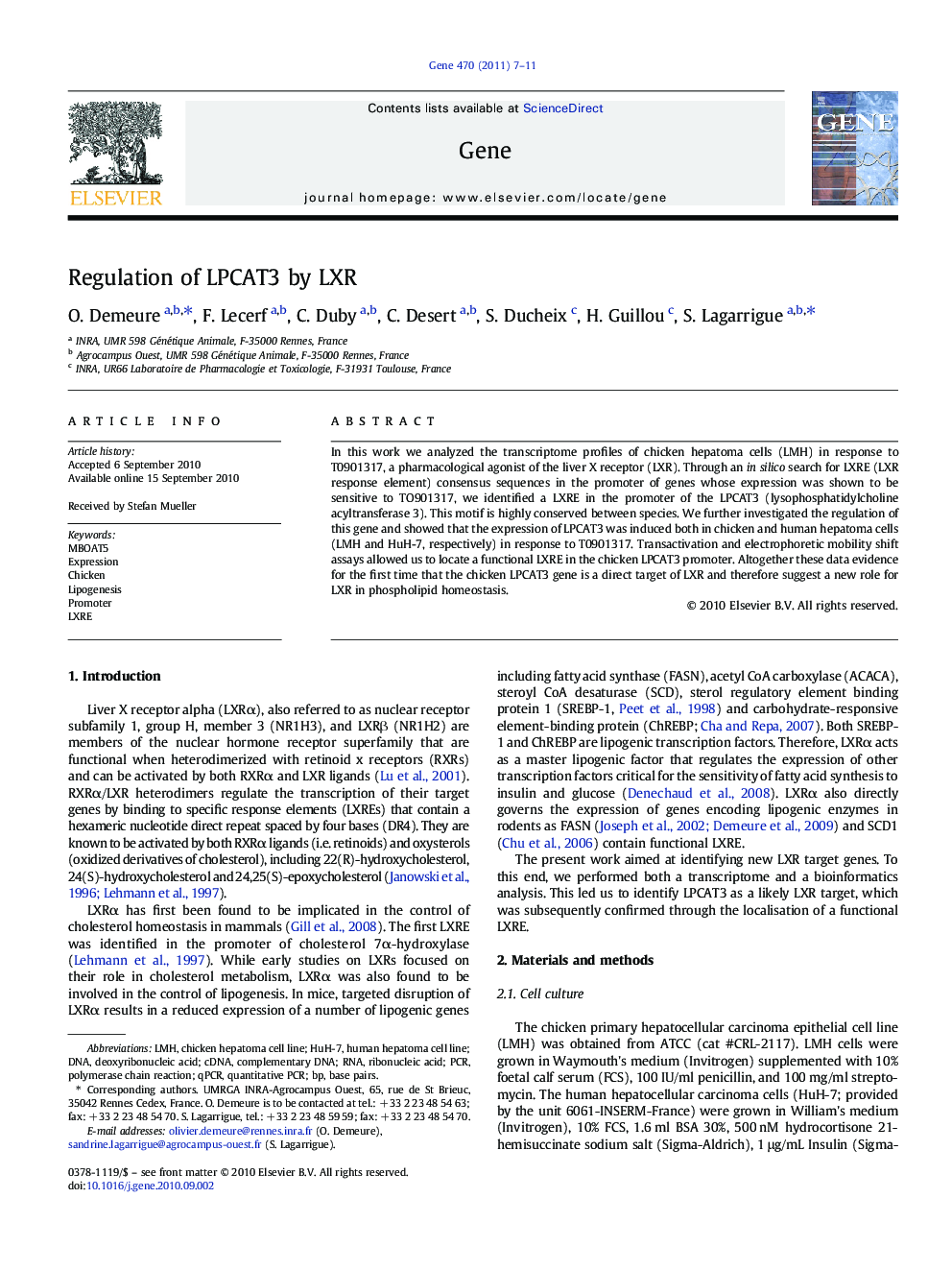 Regulation of LPCAT3 by LXR