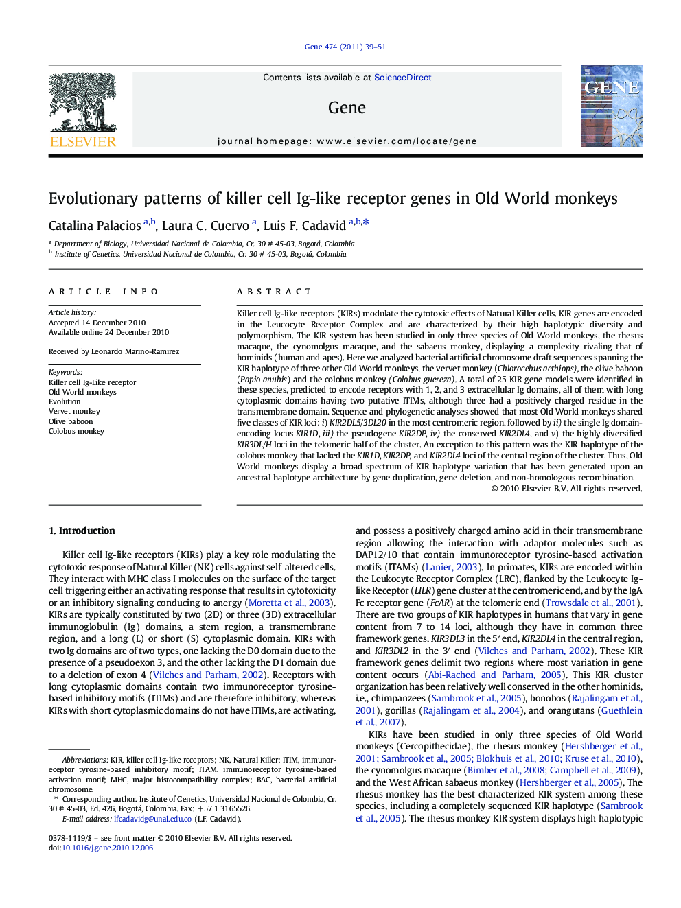 Evolutionary patterns of killer cell Ig-like receptor genes in Old World monkeys