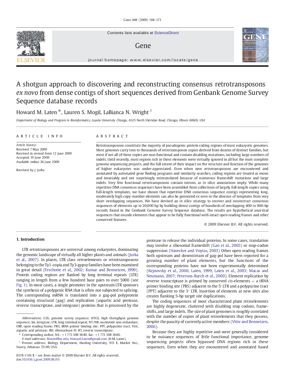 A shotgun approach to discovering and reconstructing consensus retrotransposons ex novo from dense contigs of short sequences derived from Genbank Genome Survey Sequence database records