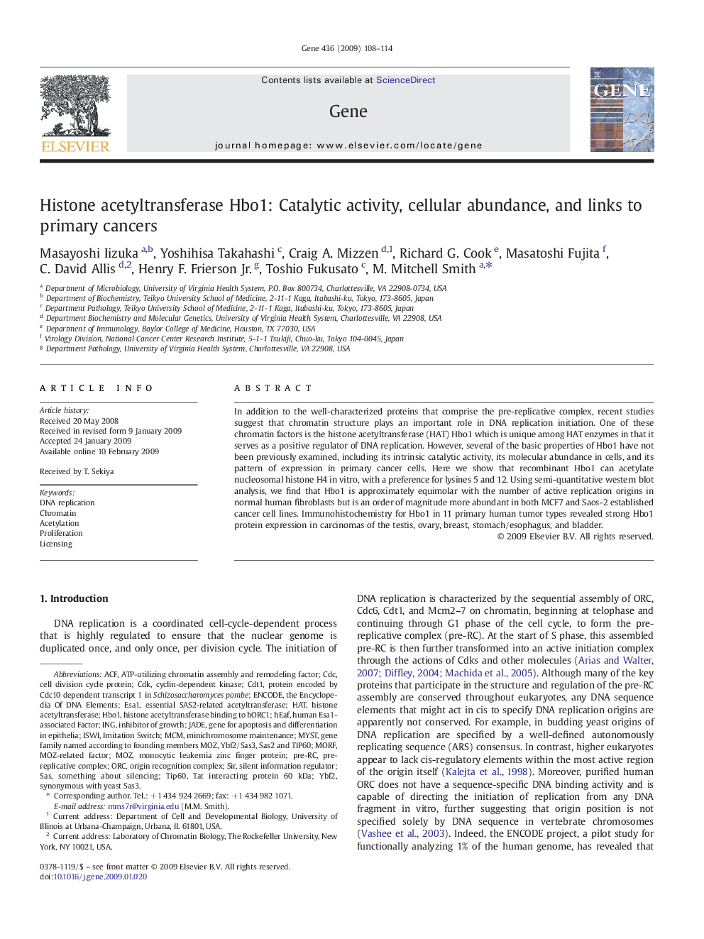 Histone acetyltransferase Hbo1: Catalytic activity, cellular abundance, and links to primary cancers