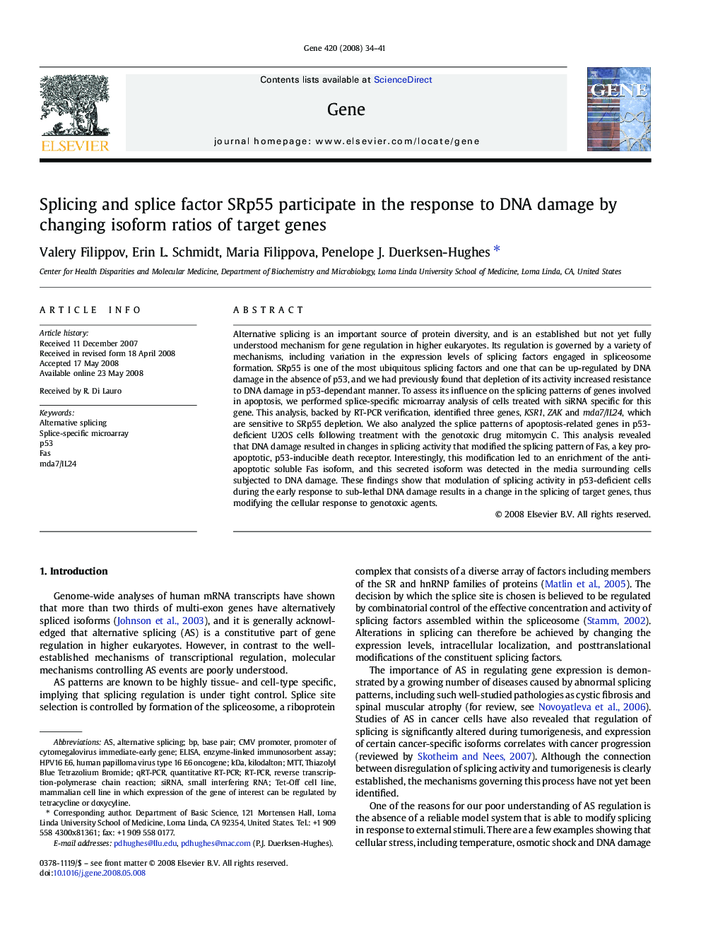 Splicing and splice factor SRp55 participate in the response to DNA damage by changing isoform ratios of target genes