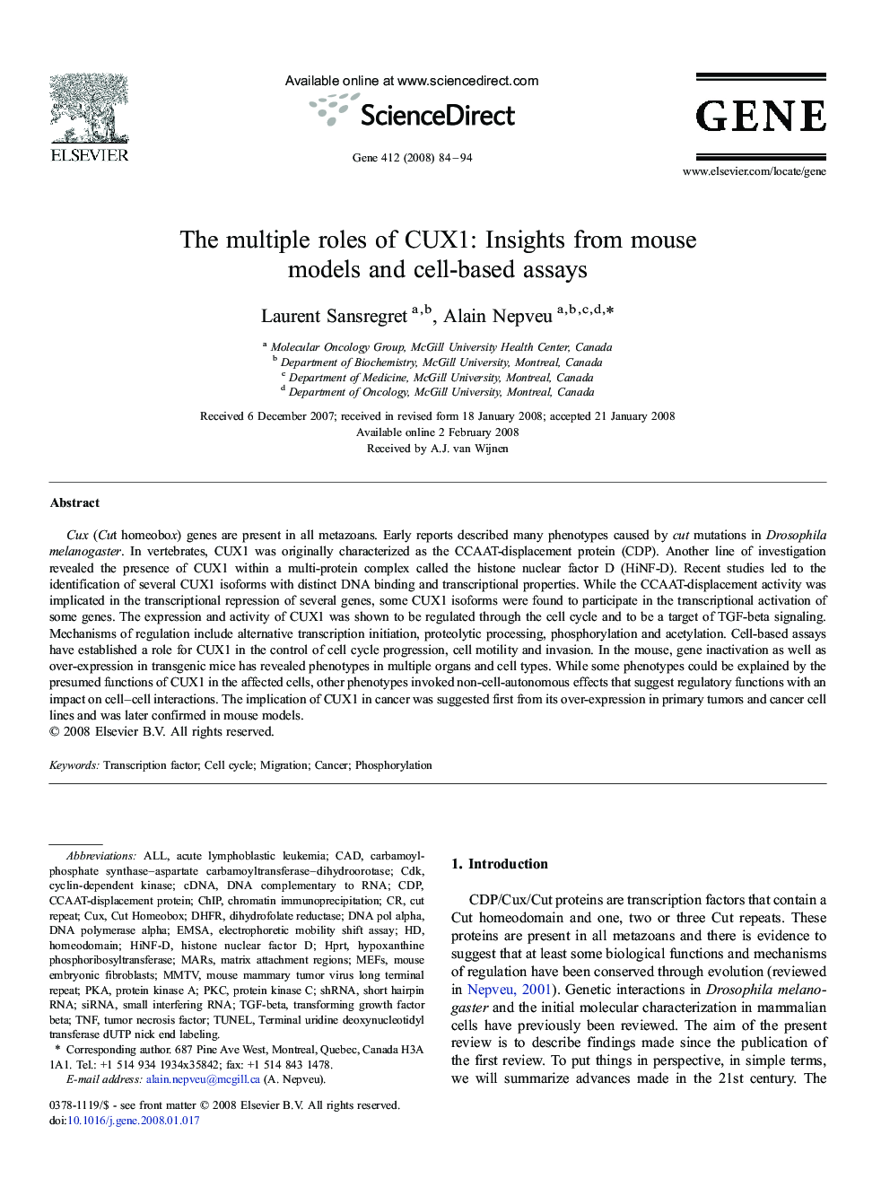 The multiple roles of CUX1: Insights from mouse models and cell-based assays