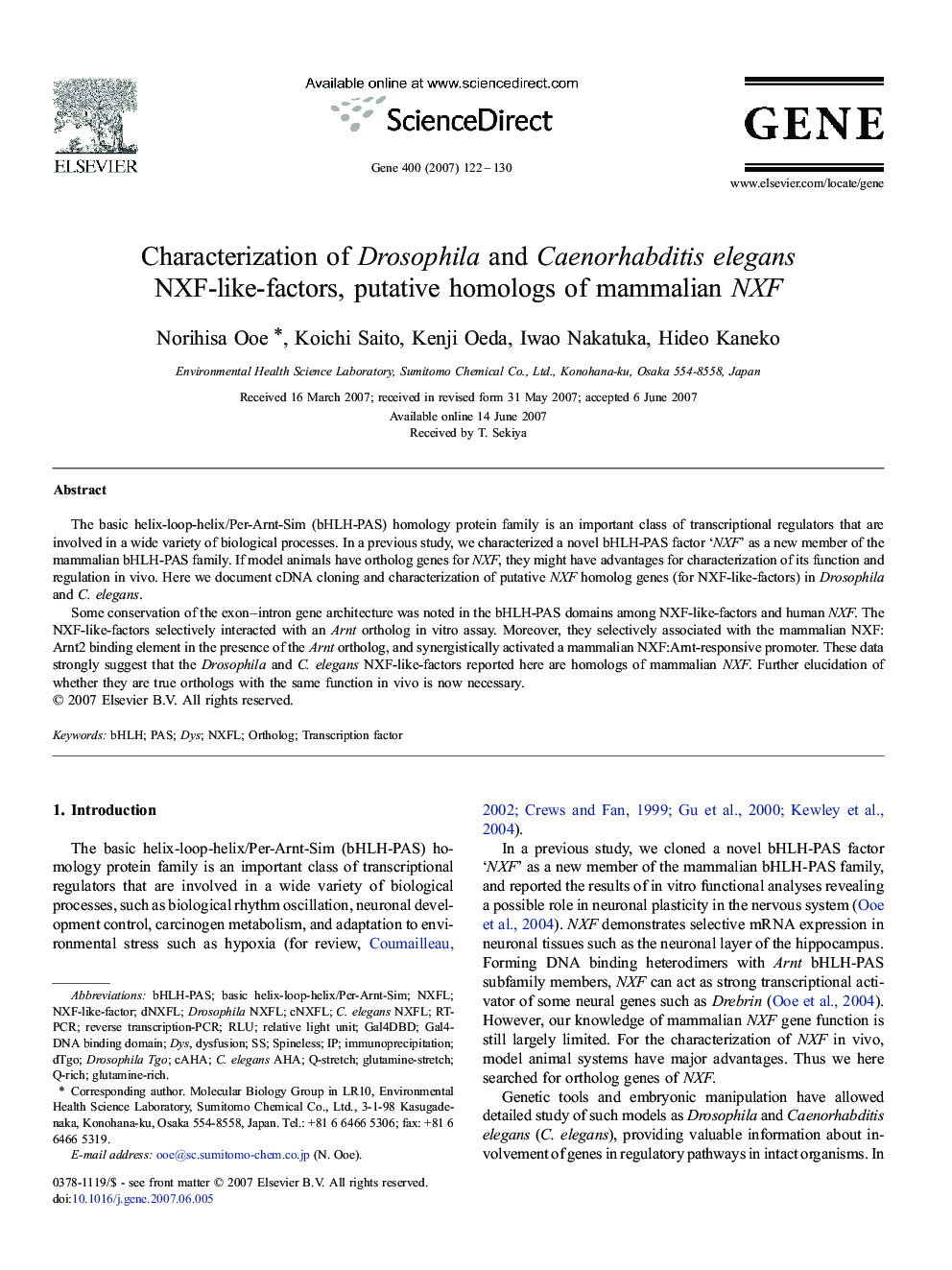 Characterization of Drosophila and Caenorhabditis elegans NXF-like-factors, putative homologs of mammalian NXF