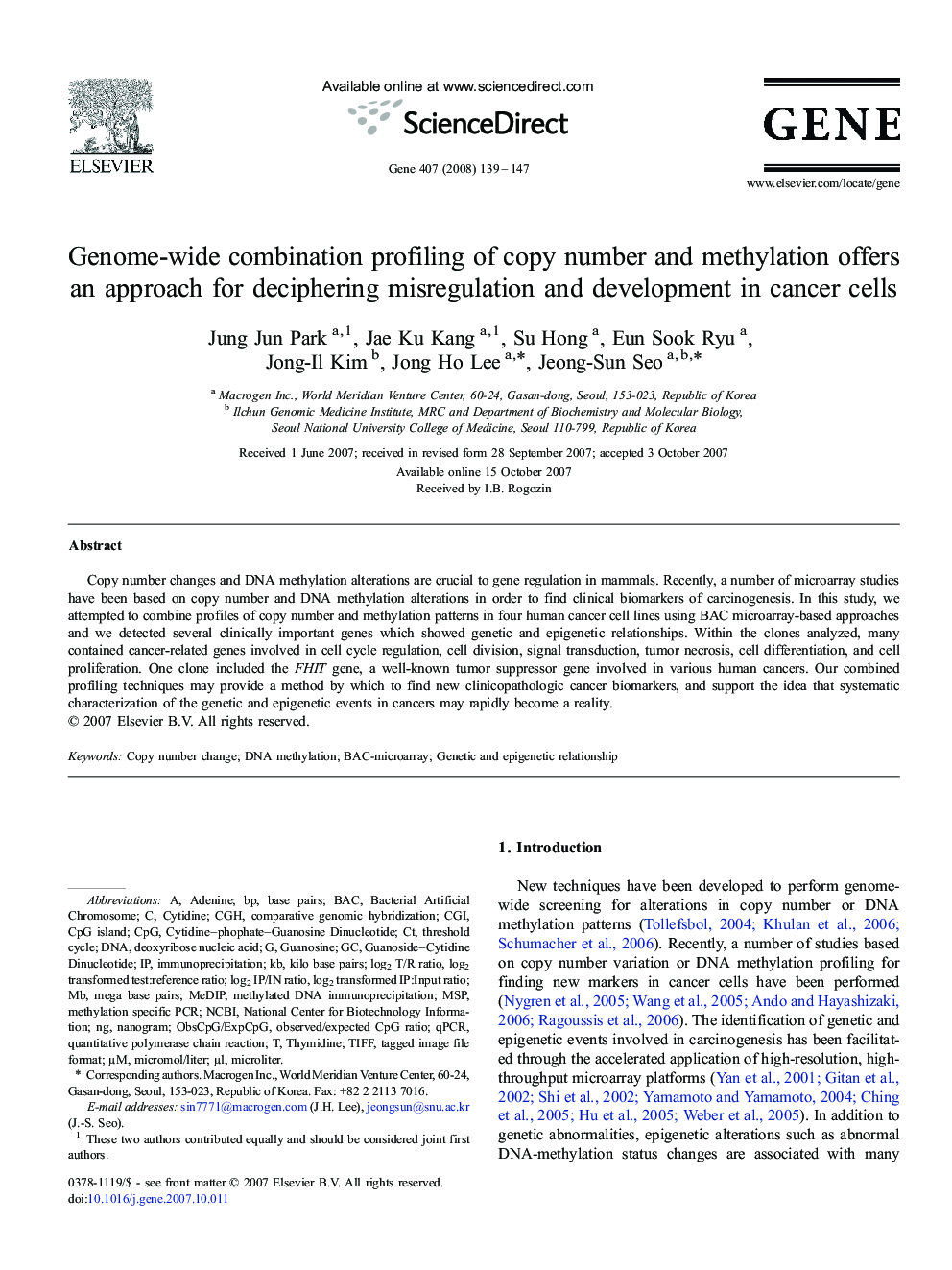 Genome-wide combination profiling of copy number and methylation offers an approach for deciphering misregulation and development in cancer cells