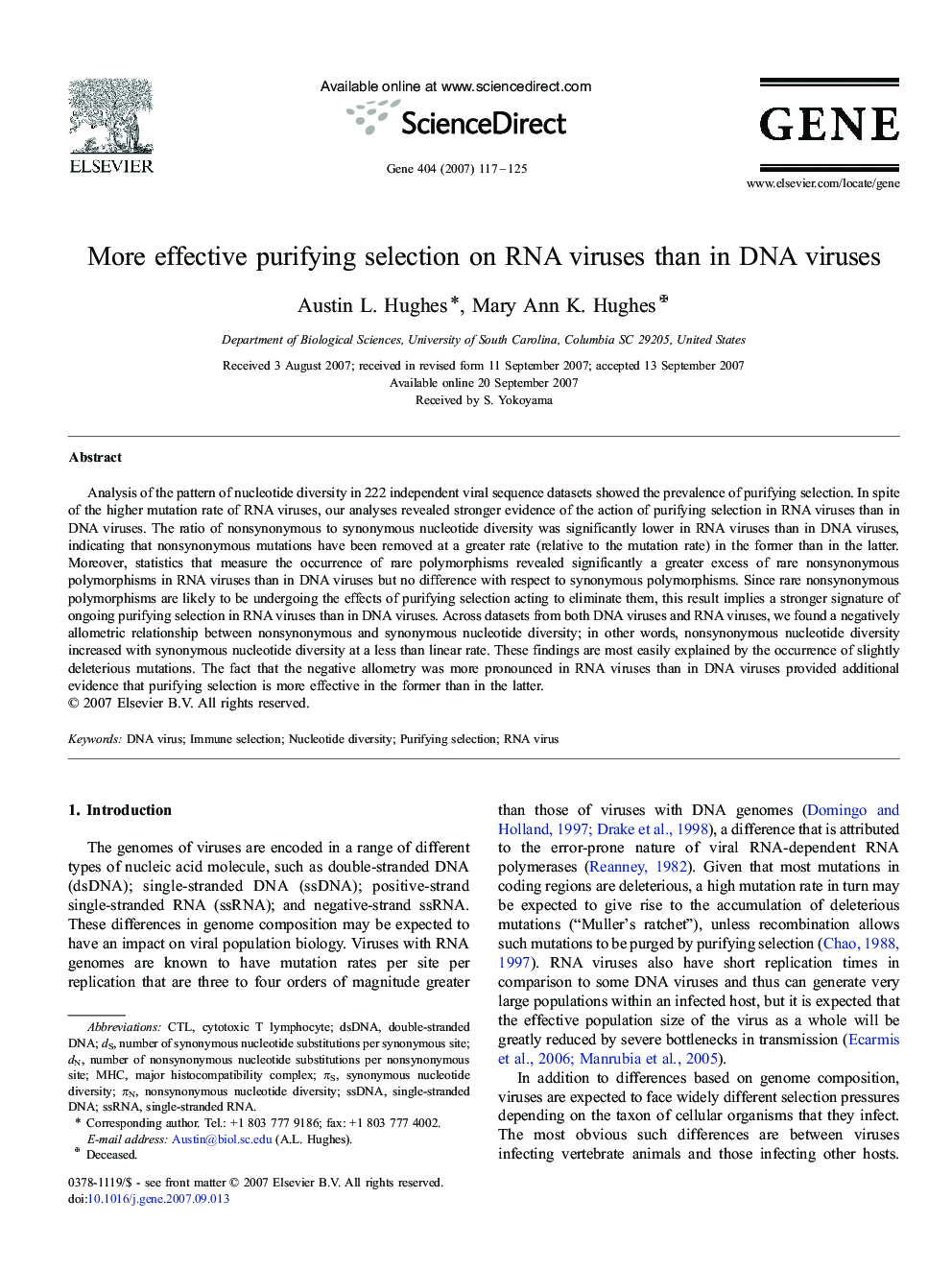 More effective purifying selection on RNA viruses than in DNA viruses