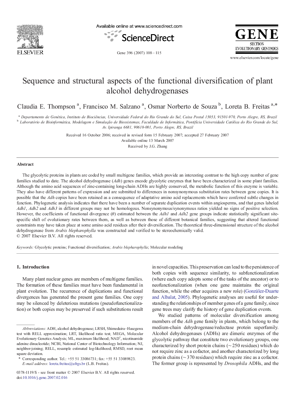 Sequence and structural aspects of the functional diversification of plant alcohol dehydrogenases