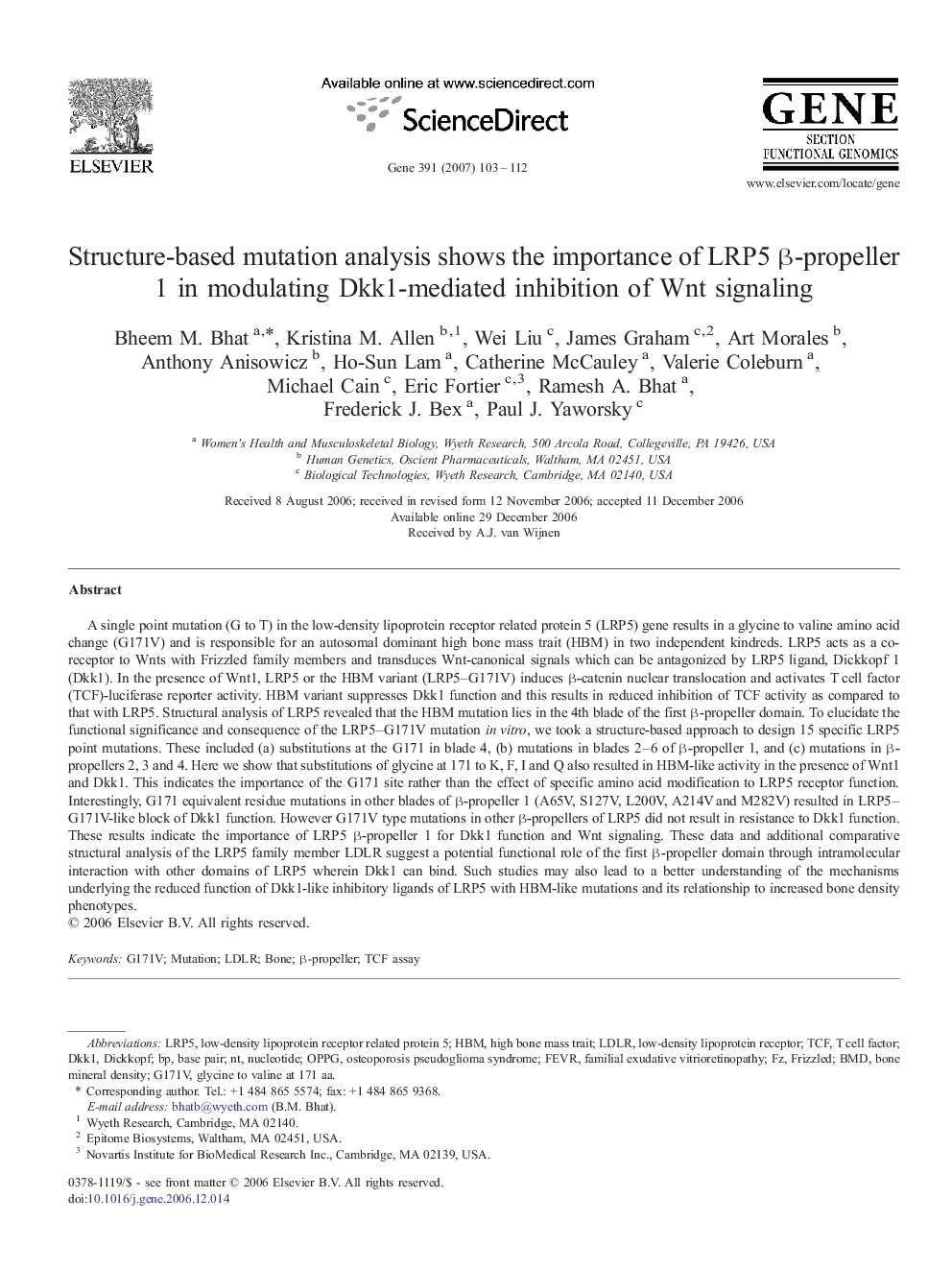 Structure-based mutation analysis shows the importance of LRP5 β-propeller 1 in modulating Dkk1-mediated inhibition of Wnt signaling