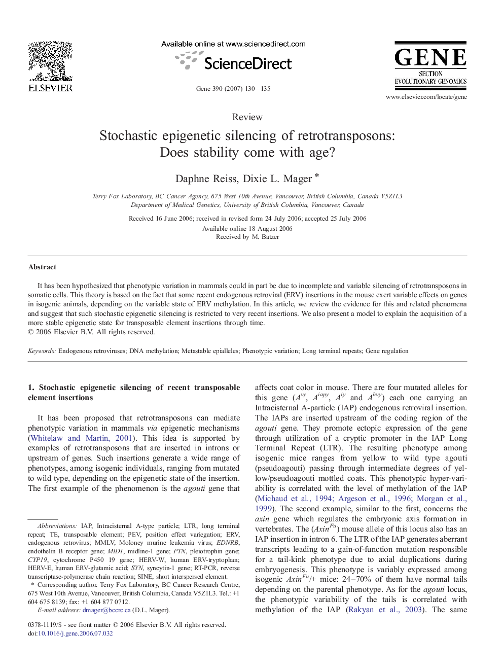 Stochastic epigenetic silencing of retrotransposons: Does stability come with age?