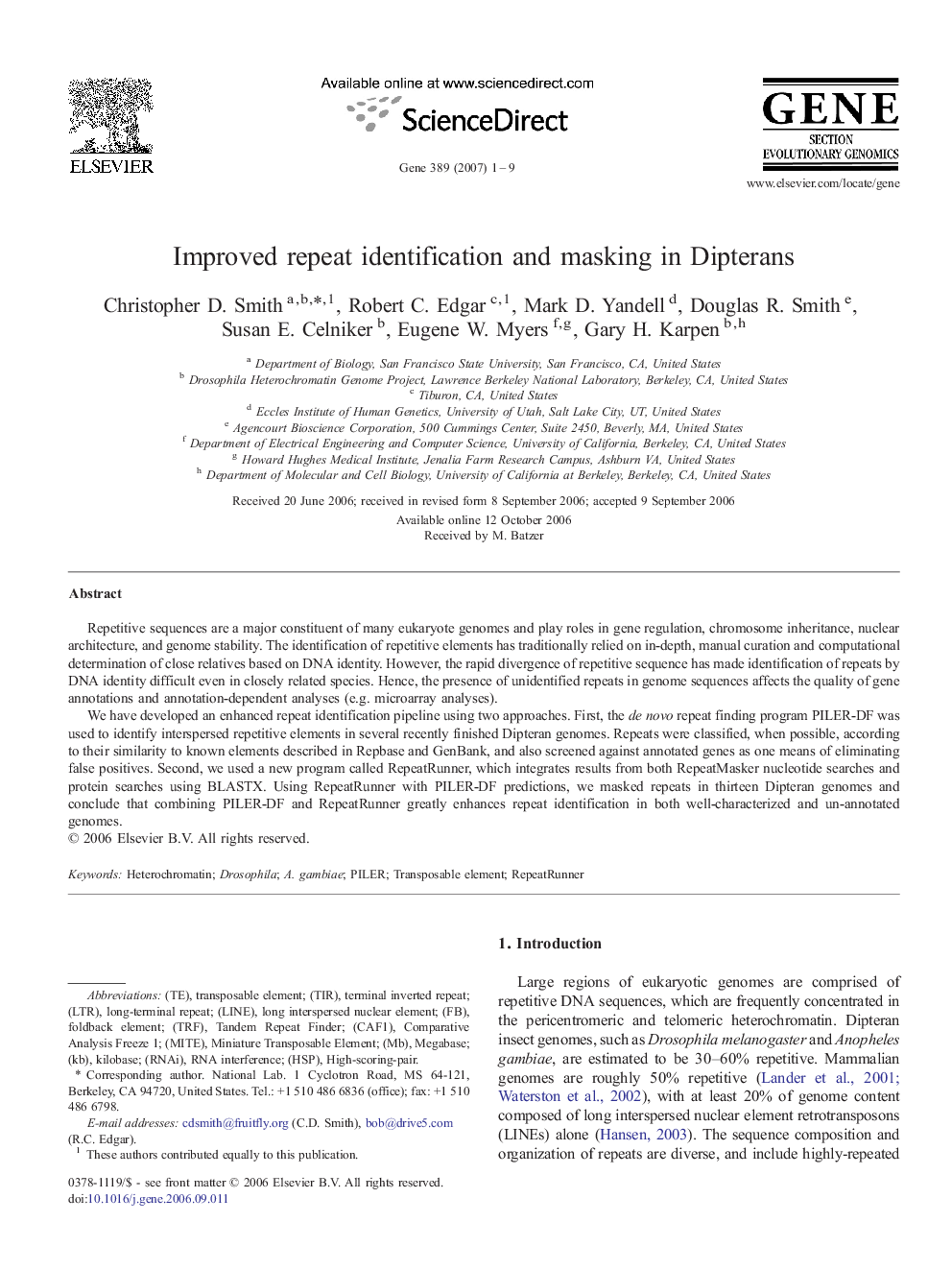 Improved repeat identification and masking in Dipterans