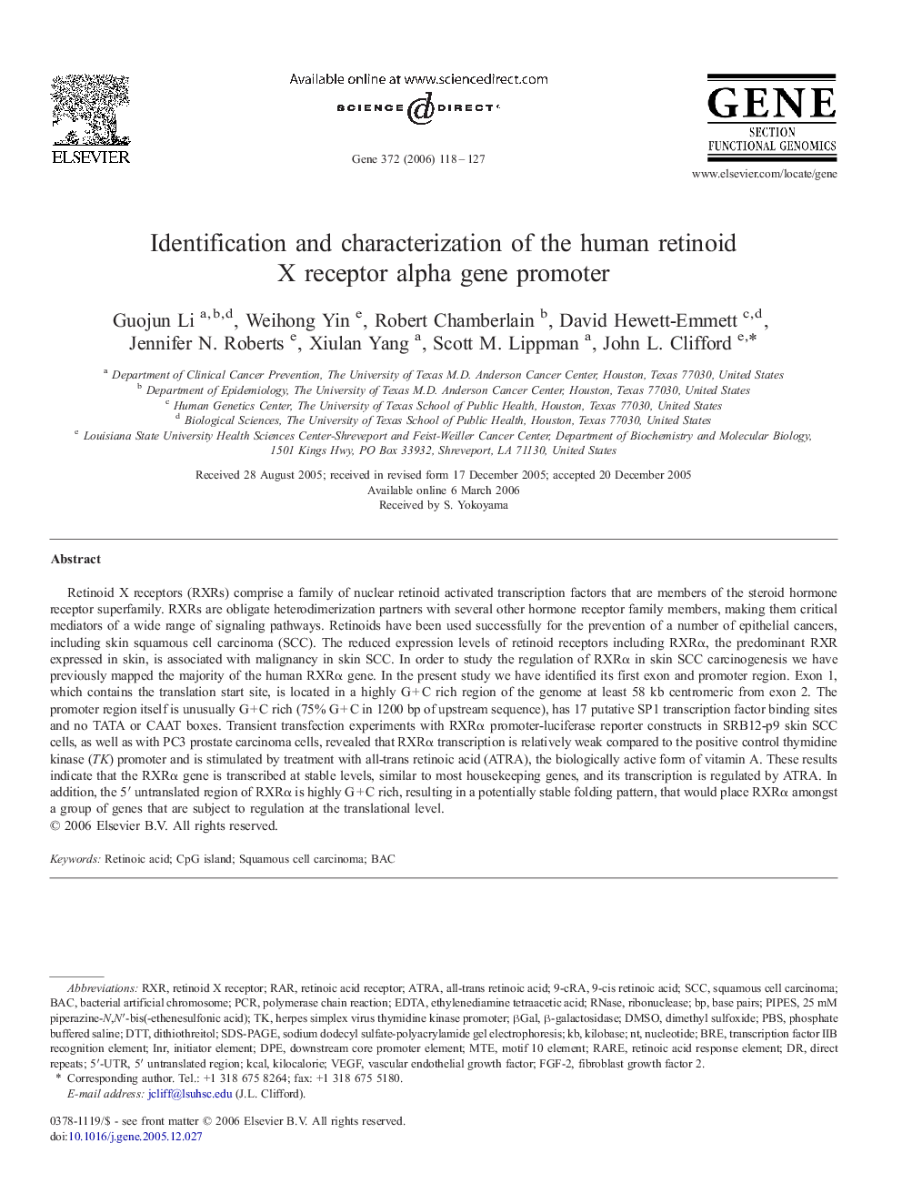 Identification and characterization of the human retinoid X receptor alpha gene promoter