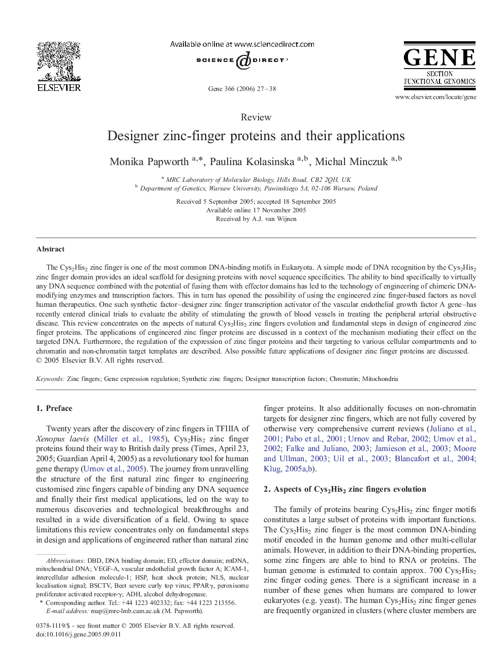 Designer zinc-finger proteins and their applications