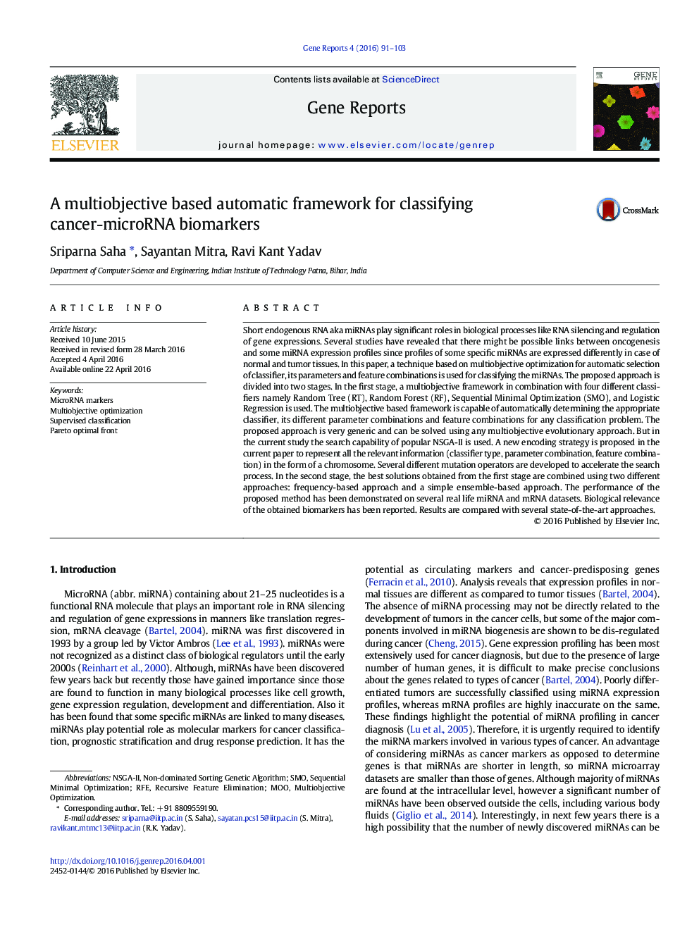 A multiobjective based automatic framework for classifying cancer-microRNA biomarkers