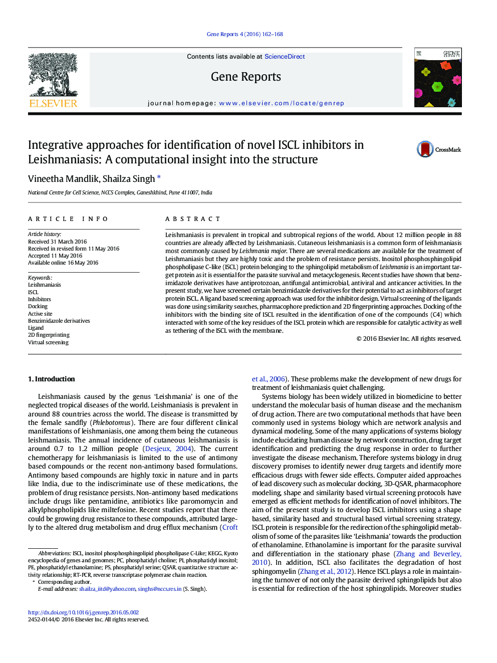 Integrative approaches for identification of novel ISCL inhibitors in Leishmaniasis: A computational insight into the structure
