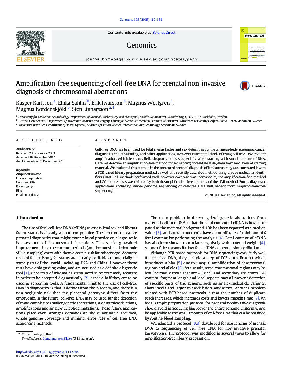 Amplification-free sequencing of cell-free DNA for prenatal non-invasive diagnosis of chromosomal aberrations