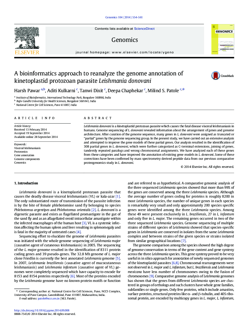 A bioinformatics approach to reanalyze the genome annotation of kinetoplastid protozoan parasite Leishmania donovani