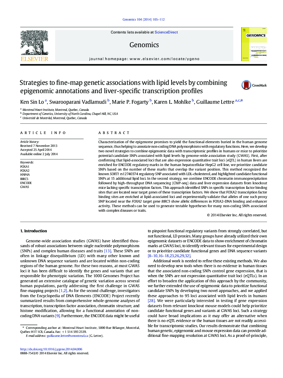 Strategies to fine-map genetic associations with lipid levels by combining epigenomic annotations and liver-specific transcription profiles