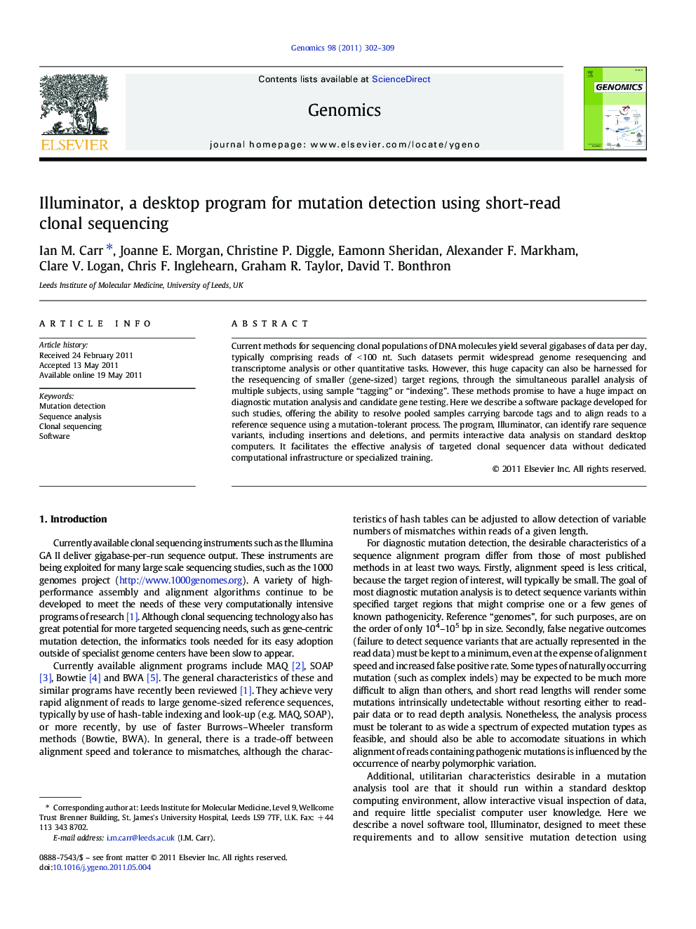 Illuminator, a desktop program for mutation detection using short-read clonal sequencing