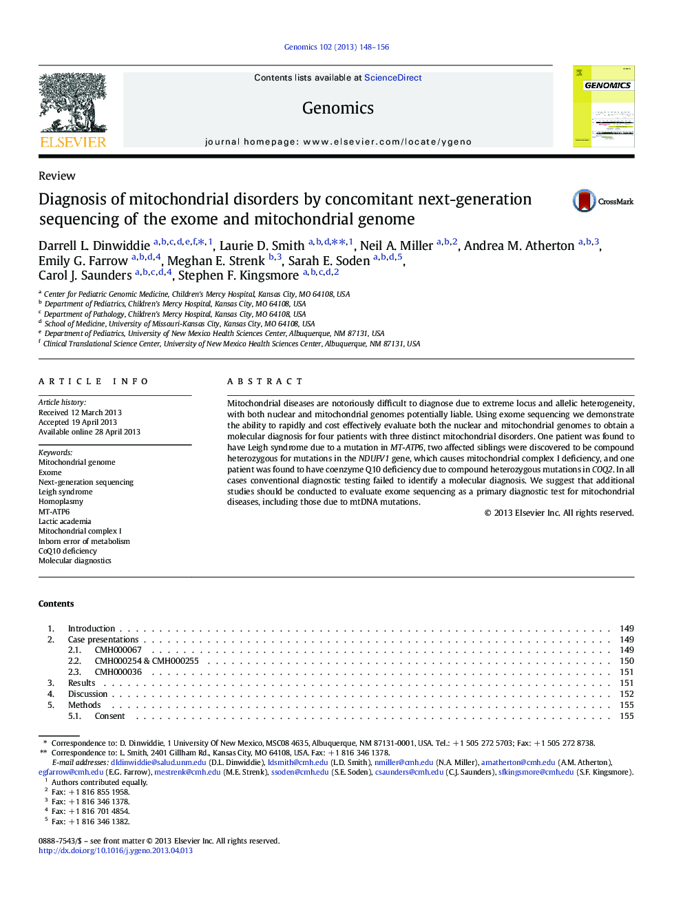 Diagnosis of mitochondrial disorders by concomitant next-generation sequencing of the exome and mitochondrial genome