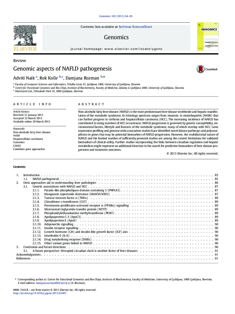 Genomic aspects of NAFLD pathogenesis