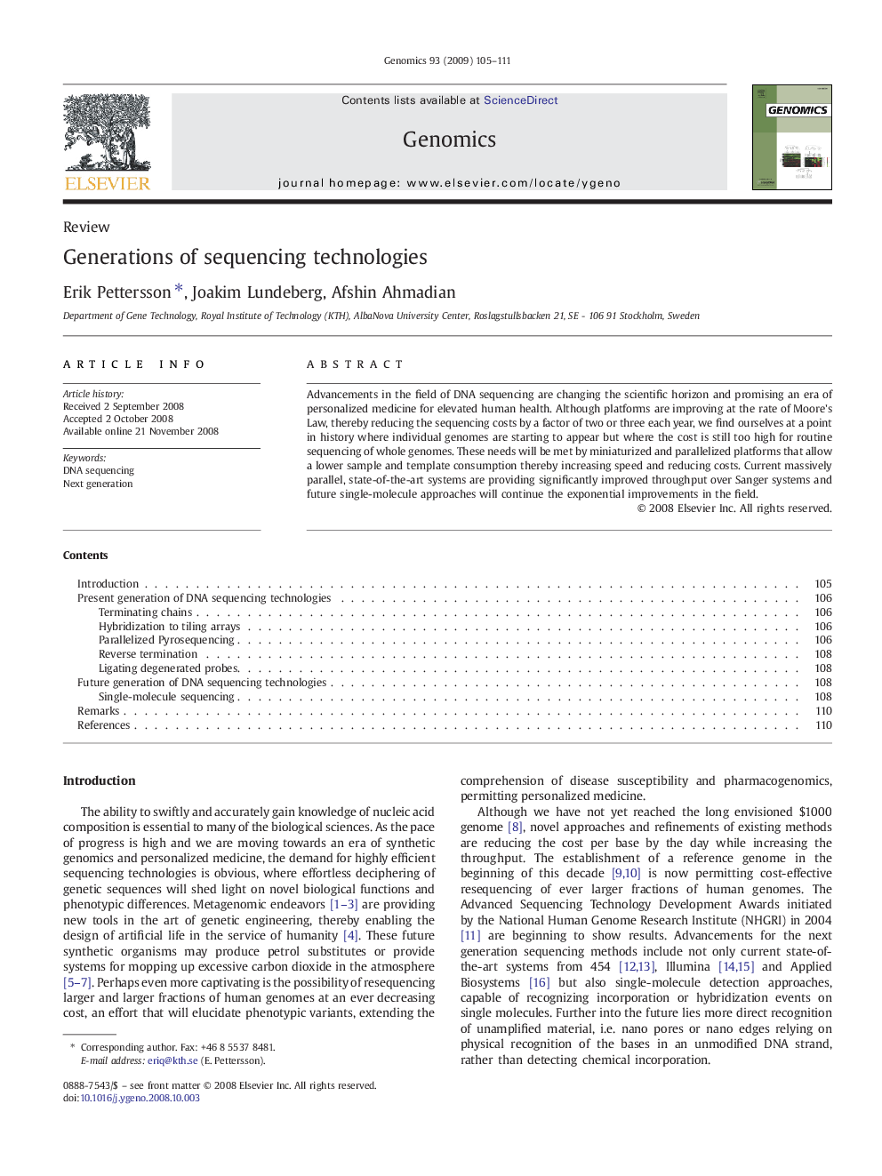 Generations of sequencing technologies