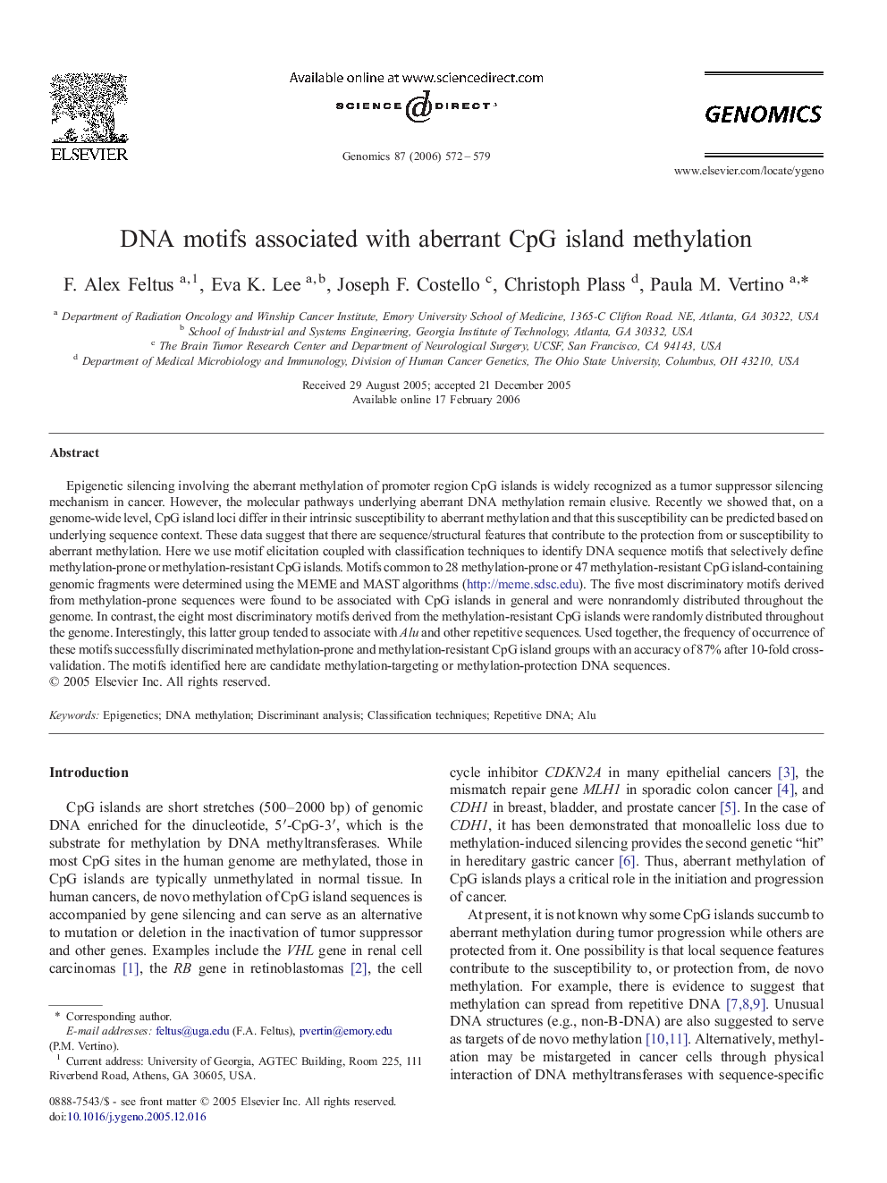 DNA motifs associated with aberrant CpG island methylation