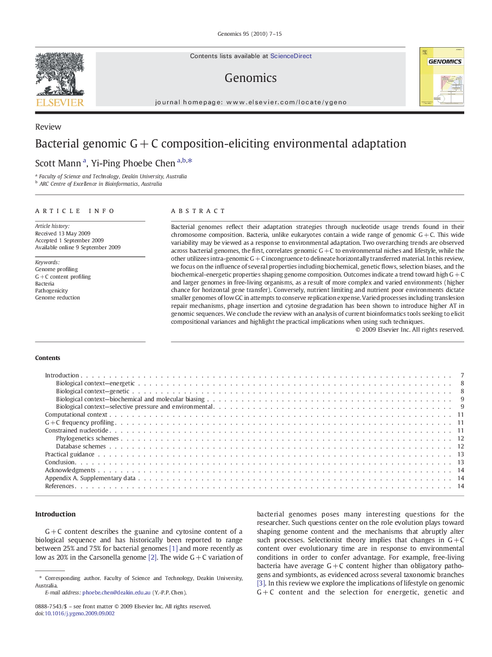 Bacterial genomic G + C composition-eliciting environmental adaptation