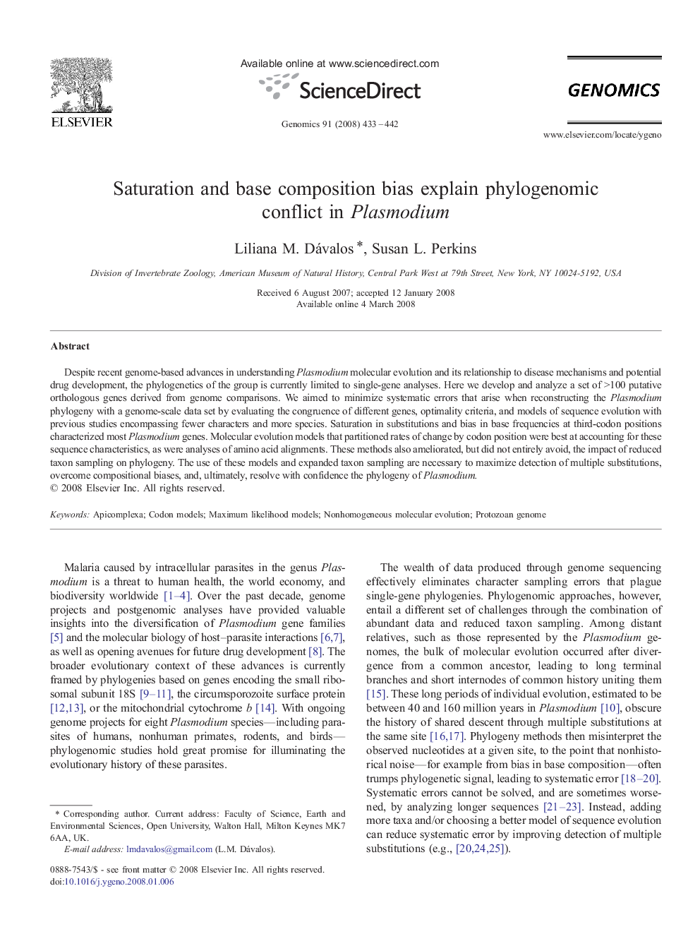 Saturation and base composition bias explain phylogenomic conflict in Plasmodium