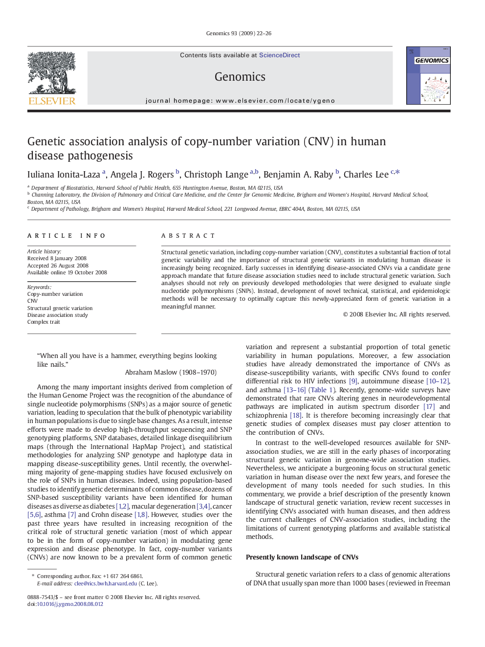 Genetic association analysis of copy-number variation (CNV) in human disease pathogenesis