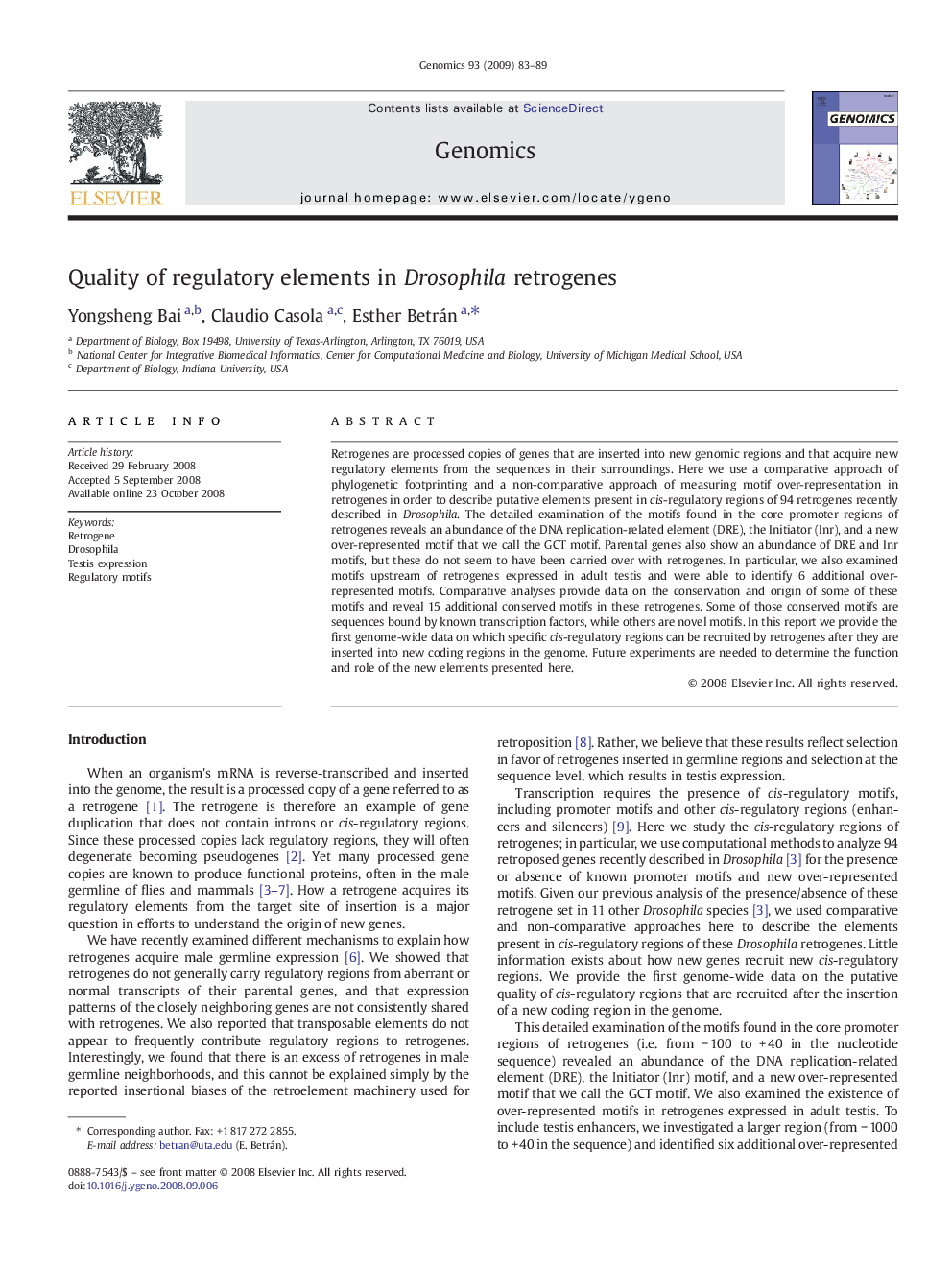 Quality of regulatory elements in Drosophila retrogenes