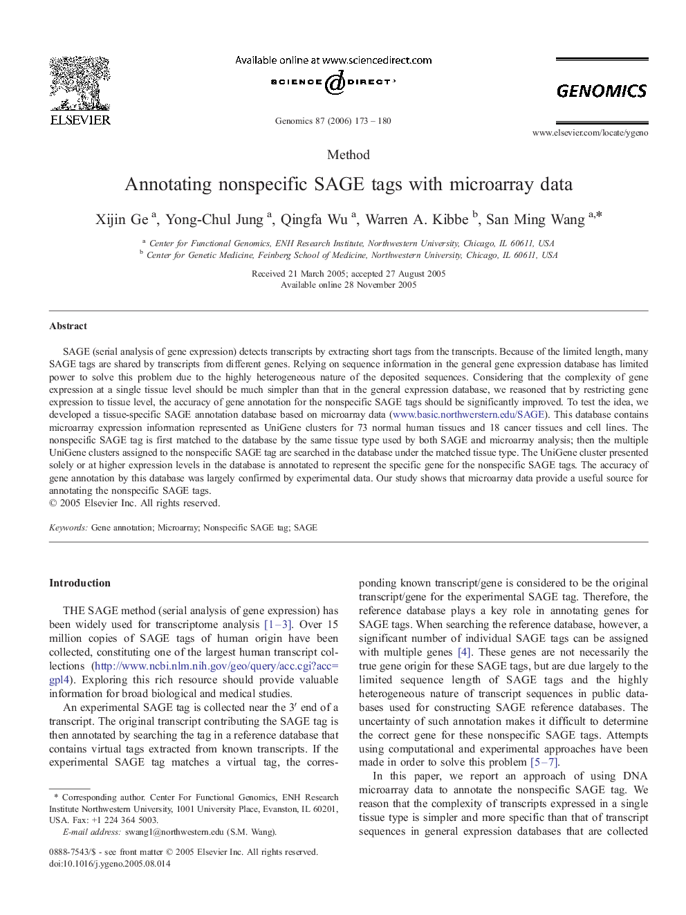 Annotating nonspecific SAGE tags with microarray data