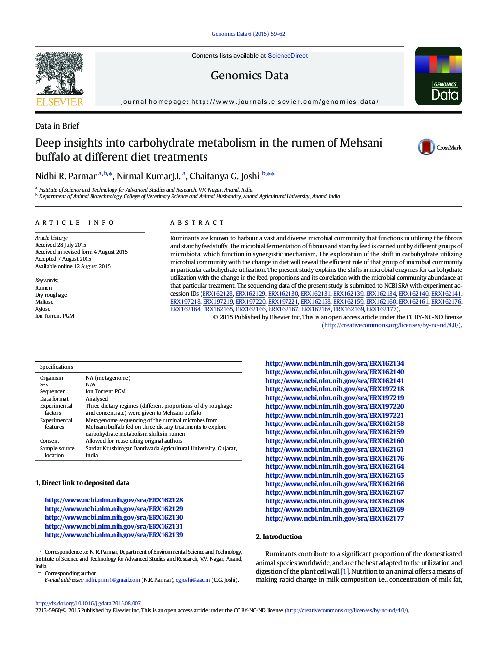 Deep insights into carbohydrate metabolism in the rumen of Mehsani buffalo at different diet treatments