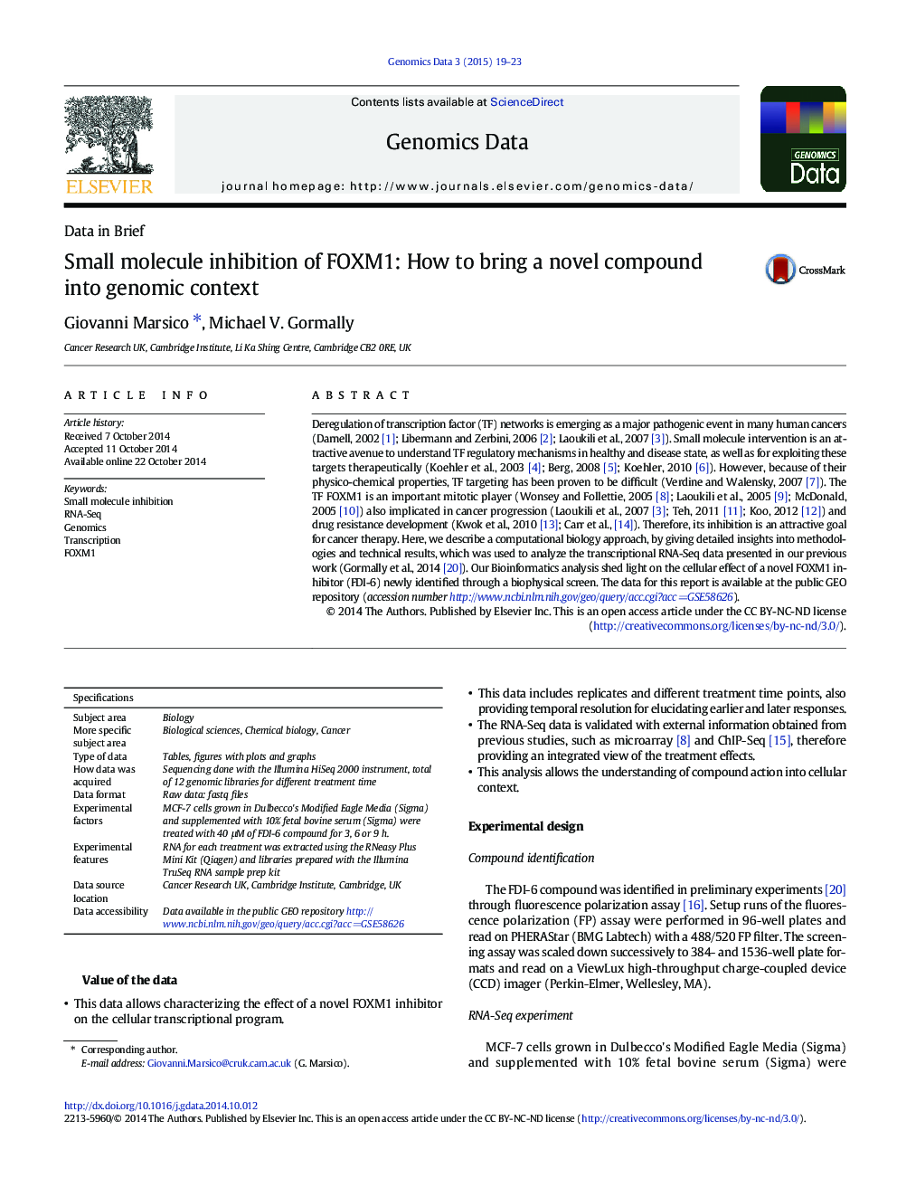 Small molecule inhibition of FOXM1: How to bring a novel compound into genomic context