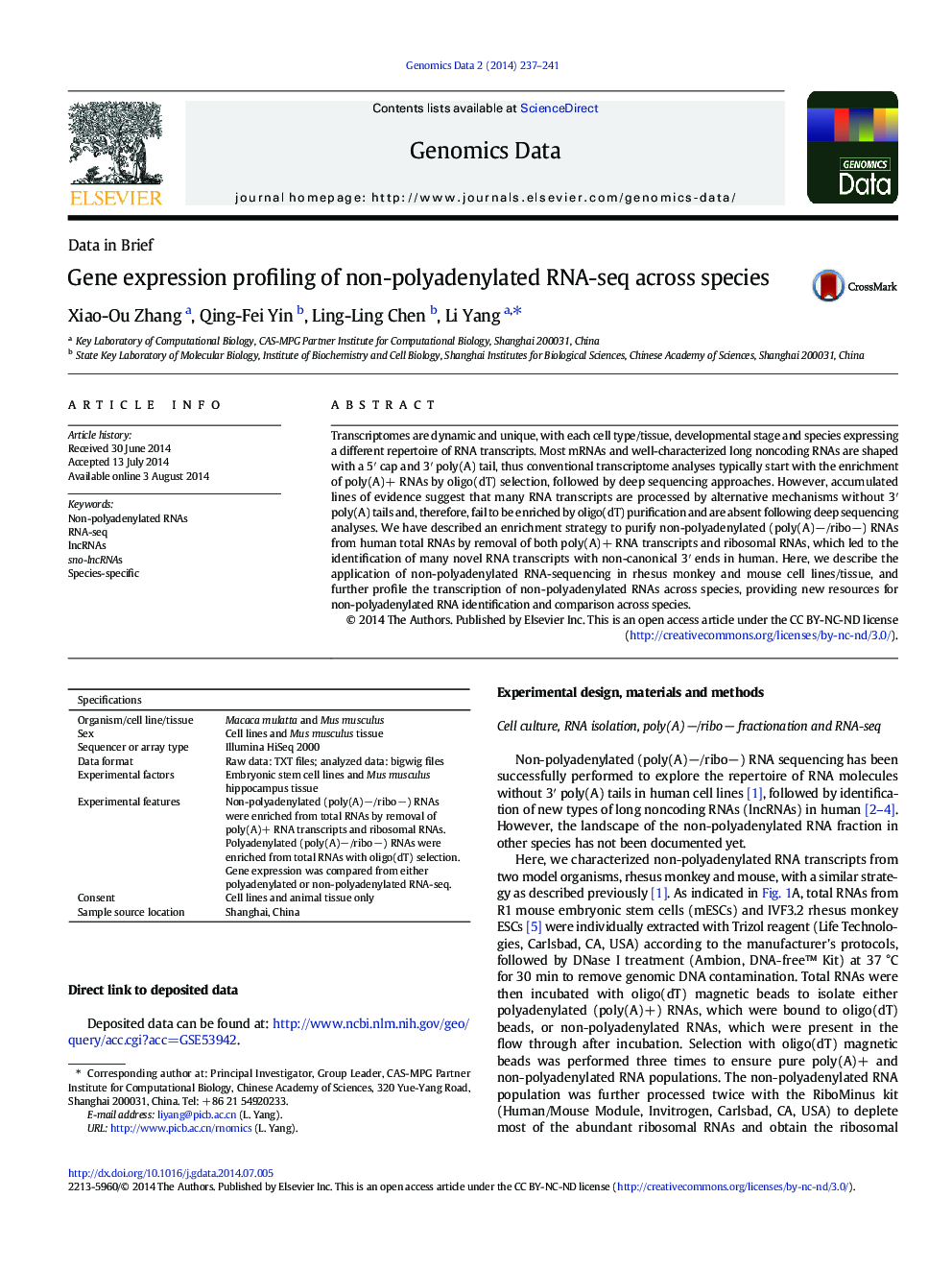 Gene expression profiling of non-polyadenylated RNA-seq across species