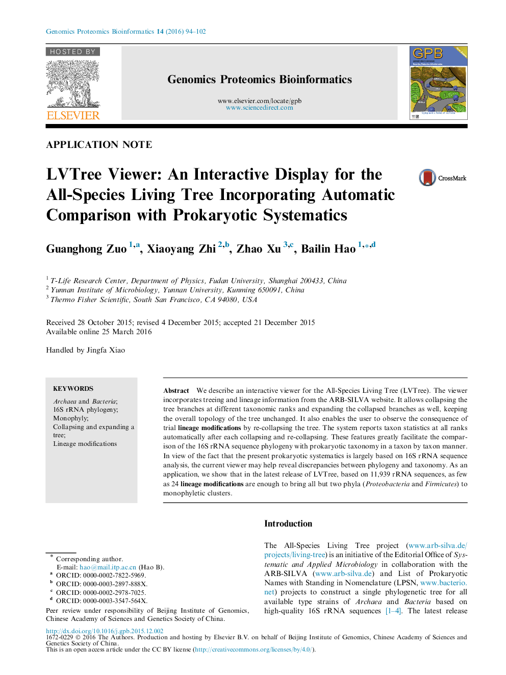 LVTree Viewer: An Interactive Display for the All-Species Living Tree Incorporating Automatic Comparison with Prokaryotic Systematics 