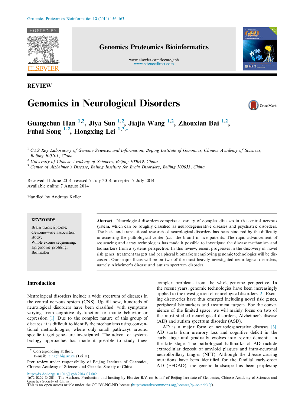 Genomics in Neurological Disorders 