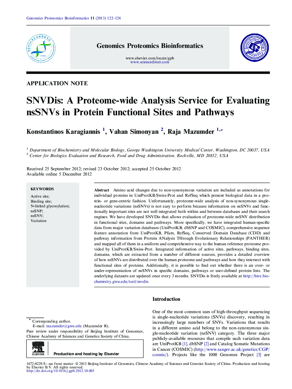 SNVDis: A Proteome-wide Analysis Service for Evaluating nsSNVs in Protein Functional Sites and Pathways 