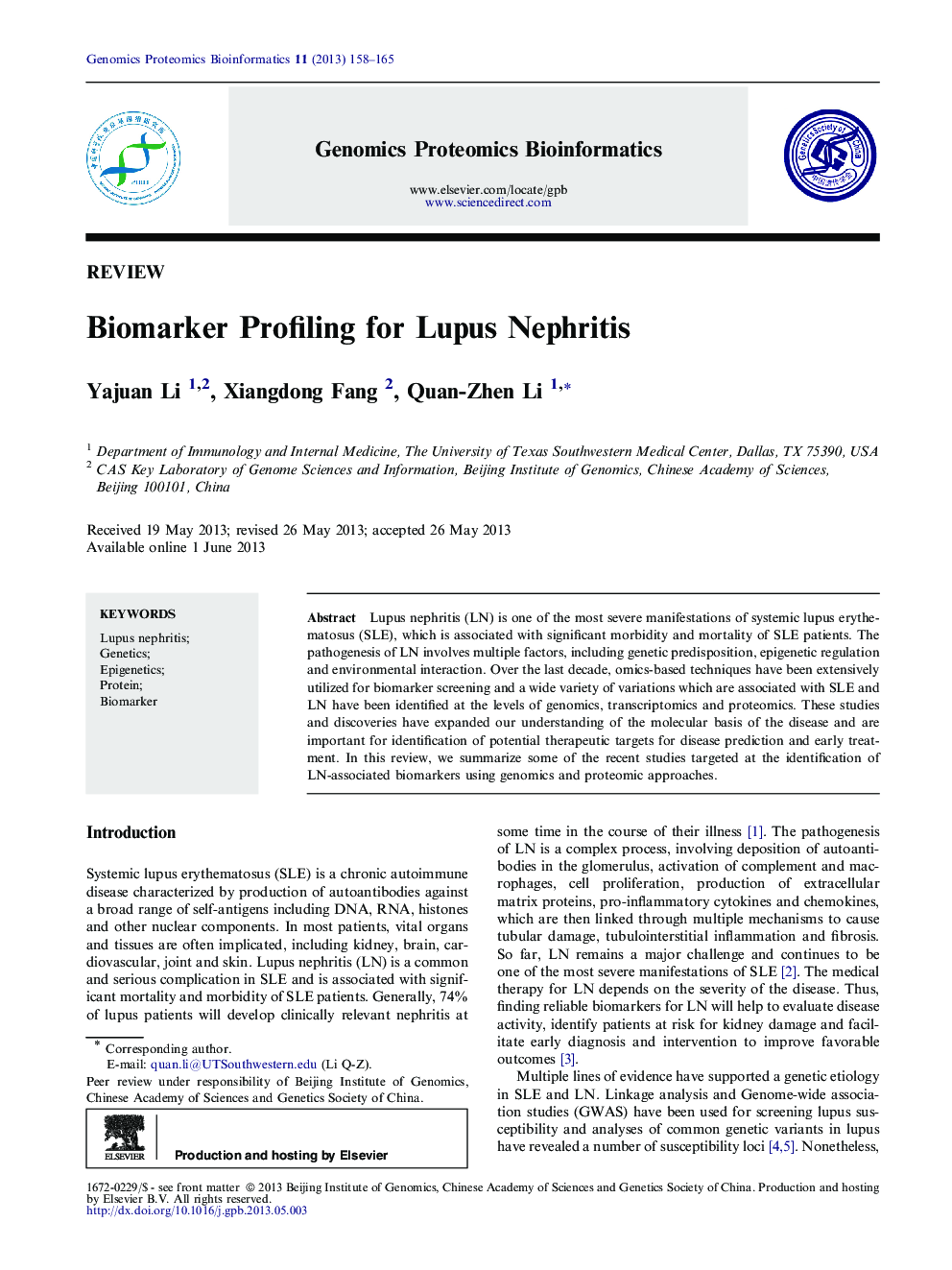 Biomarker Profiling for Lupus Nephritis 