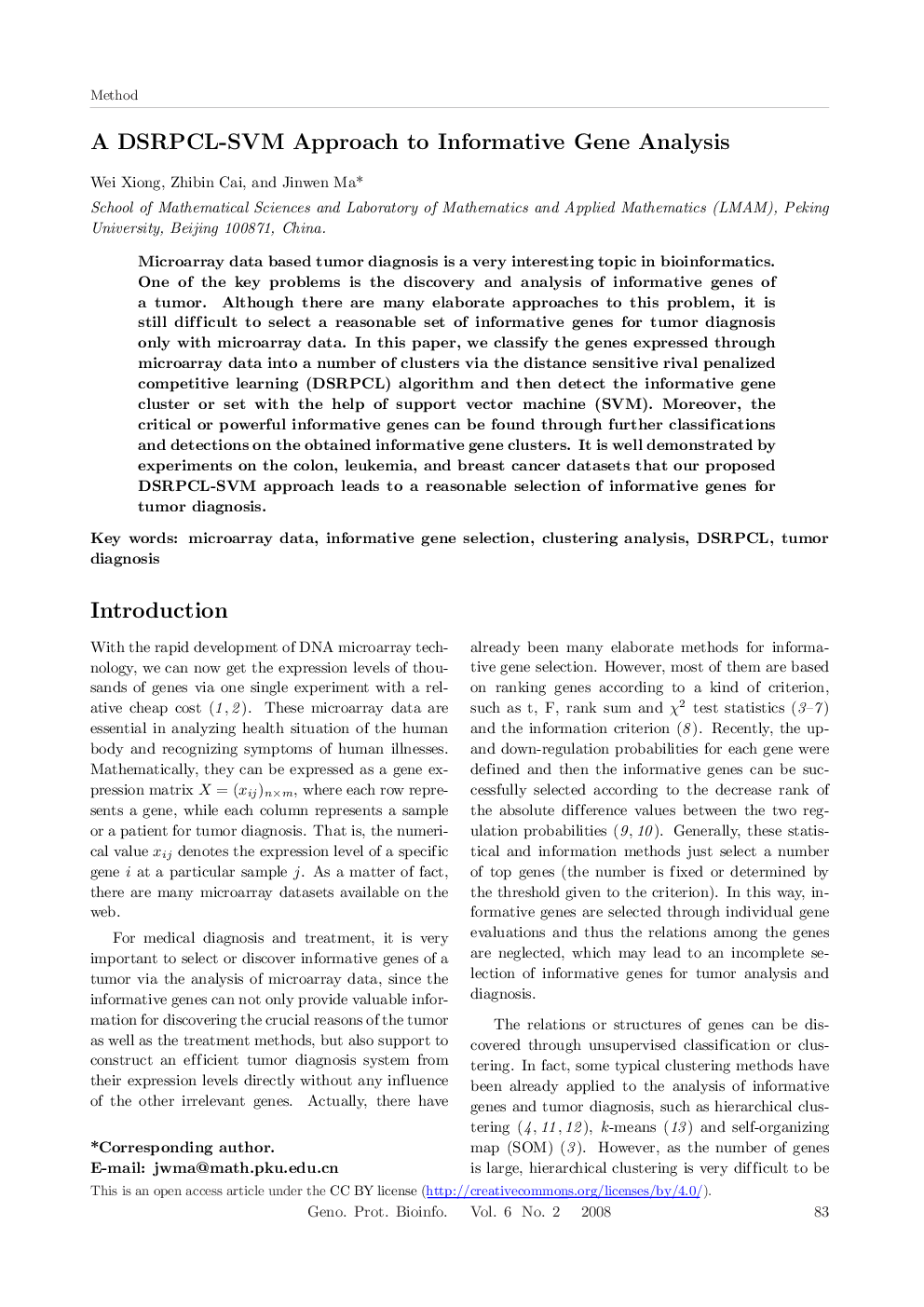 A DSRPCL-SVM Approach to Informative Gene Analysis