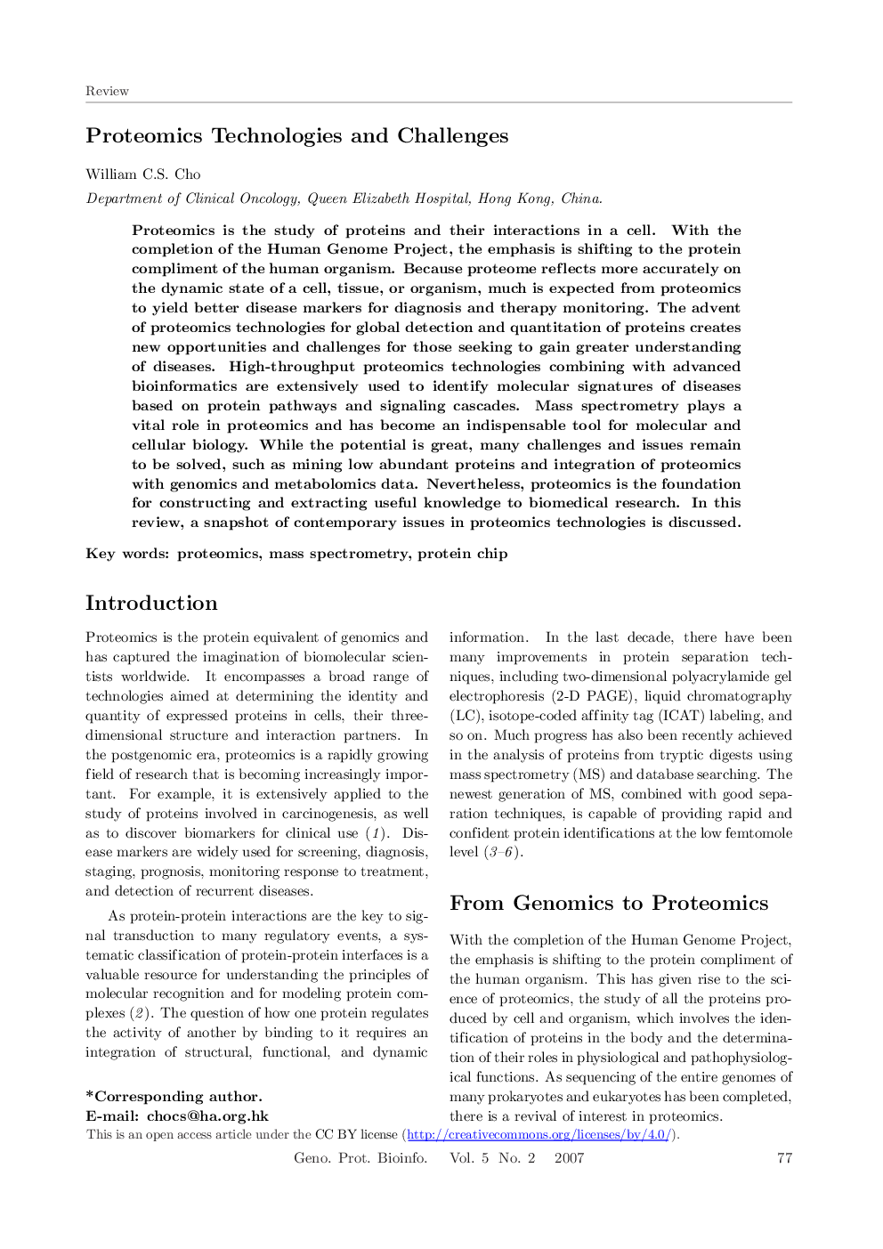 Proteomics Technologies and Challenges