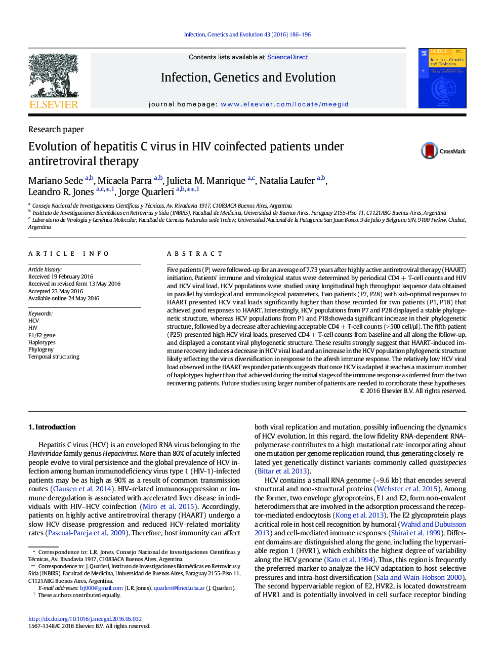 Evolution of hepatitis C virus in HIV coinfected patients under antiretroviral therapy