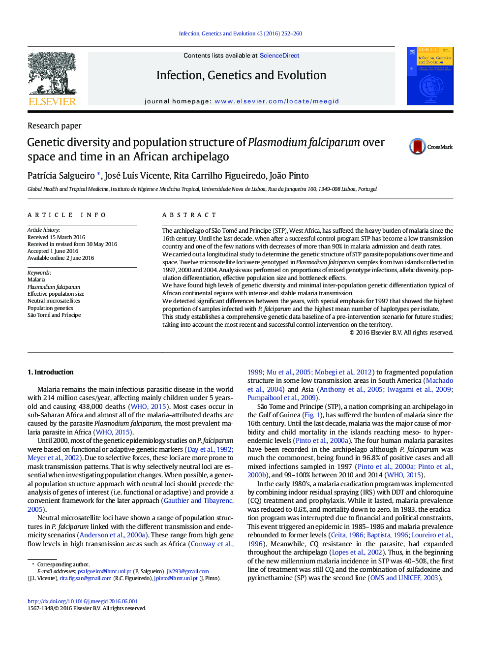 Genetic diversity and population structure of Plasmodium falciparum over space and time in an African archipelago