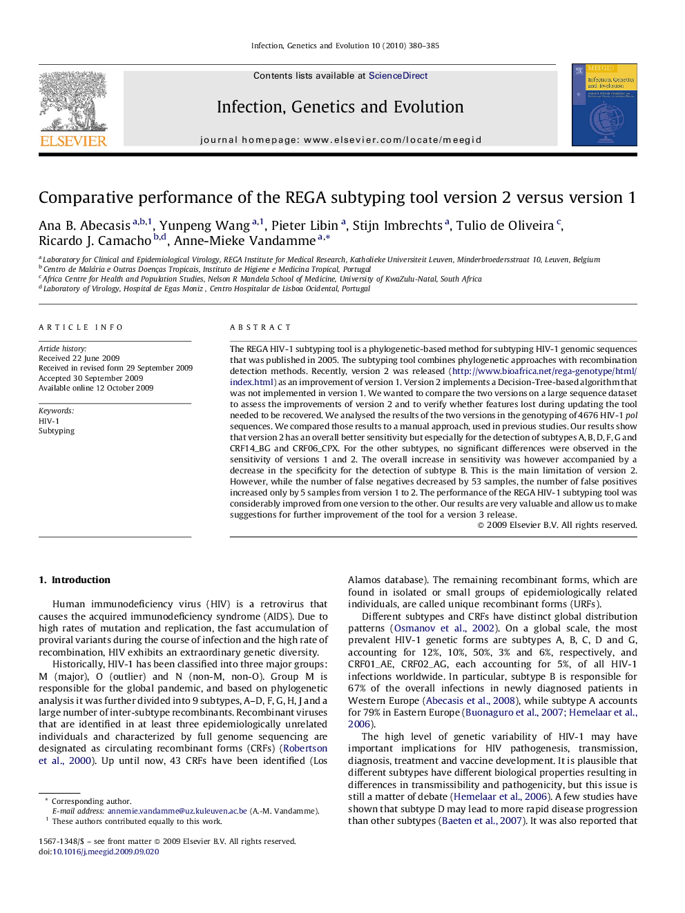 Comparative performance of the REGA subtyping tool version 2 versus version 1